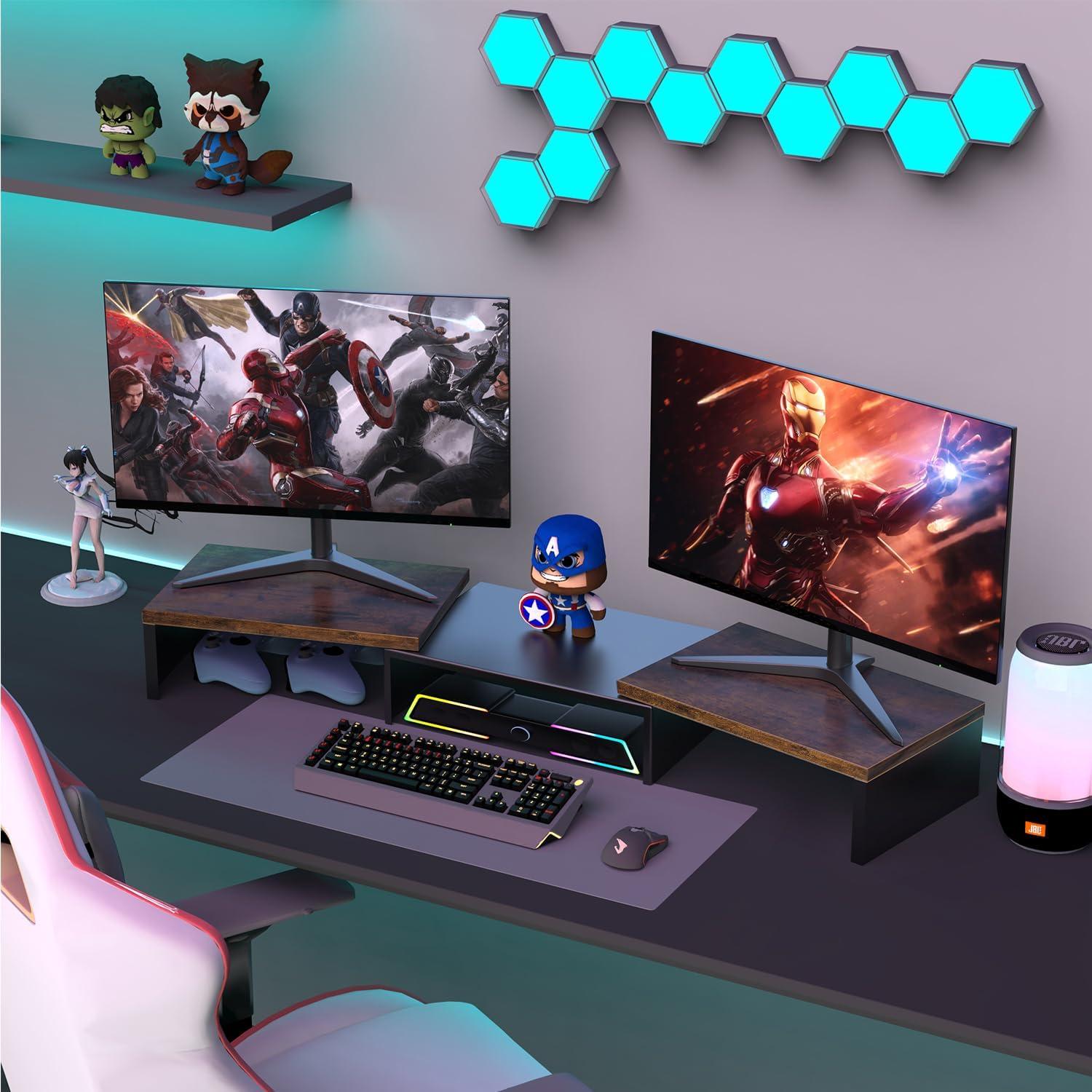 Soporte Doble para Monitor OUTIOE de Madera 101.6x22.9cm