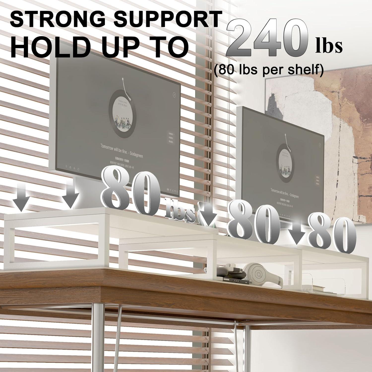 Soporte Elevador Doble para Monitores TEAMIX Blanco 116.8 cm