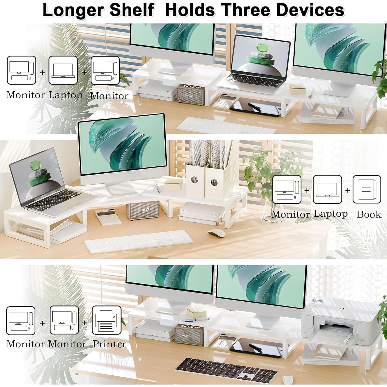 Soporte Elevador Doble para Monitores TEAMIX Blanco 116.8 cm