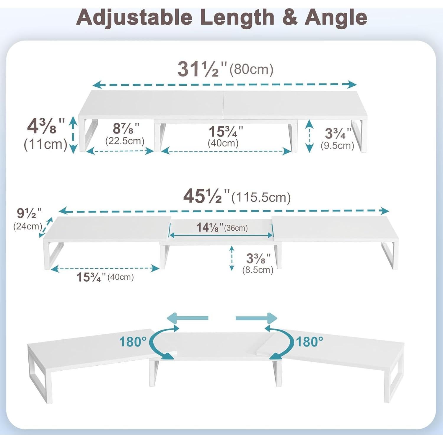 Soporte Elevador Doble para Monitores TEAMIX Blanco 116.8 cm