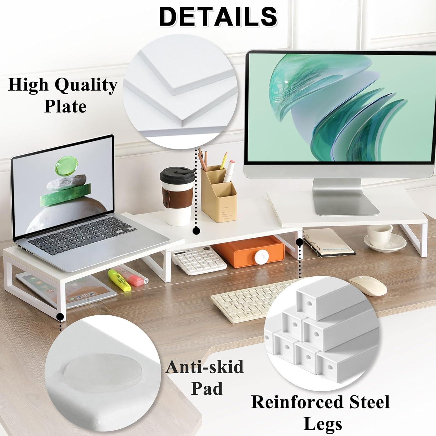 Soporte Elevador Doble para Monitores TEAMIX Blanco 116.8 cm