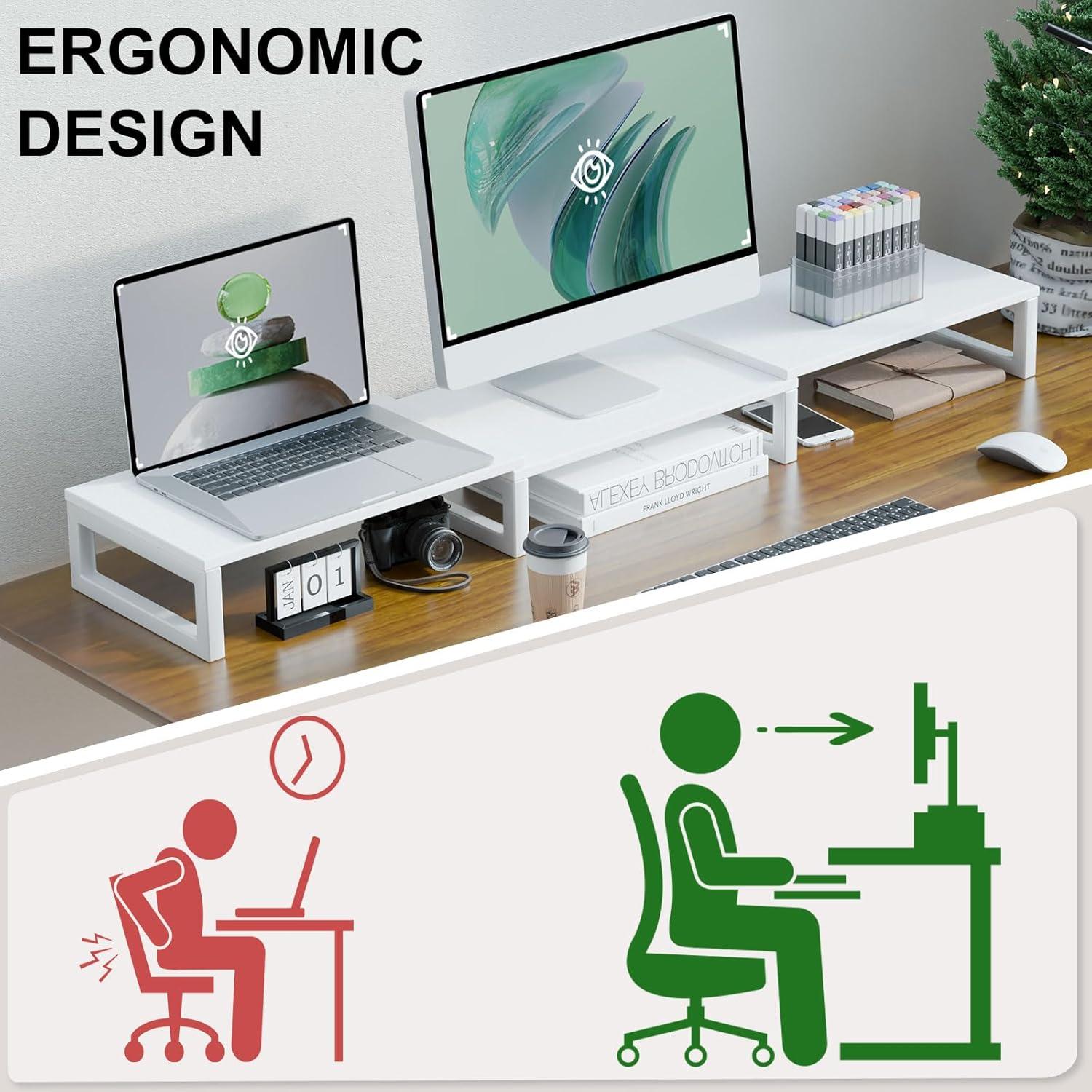 Soporte Elevador Doble para Monitores TEAMIX Blanco 116.8 cm