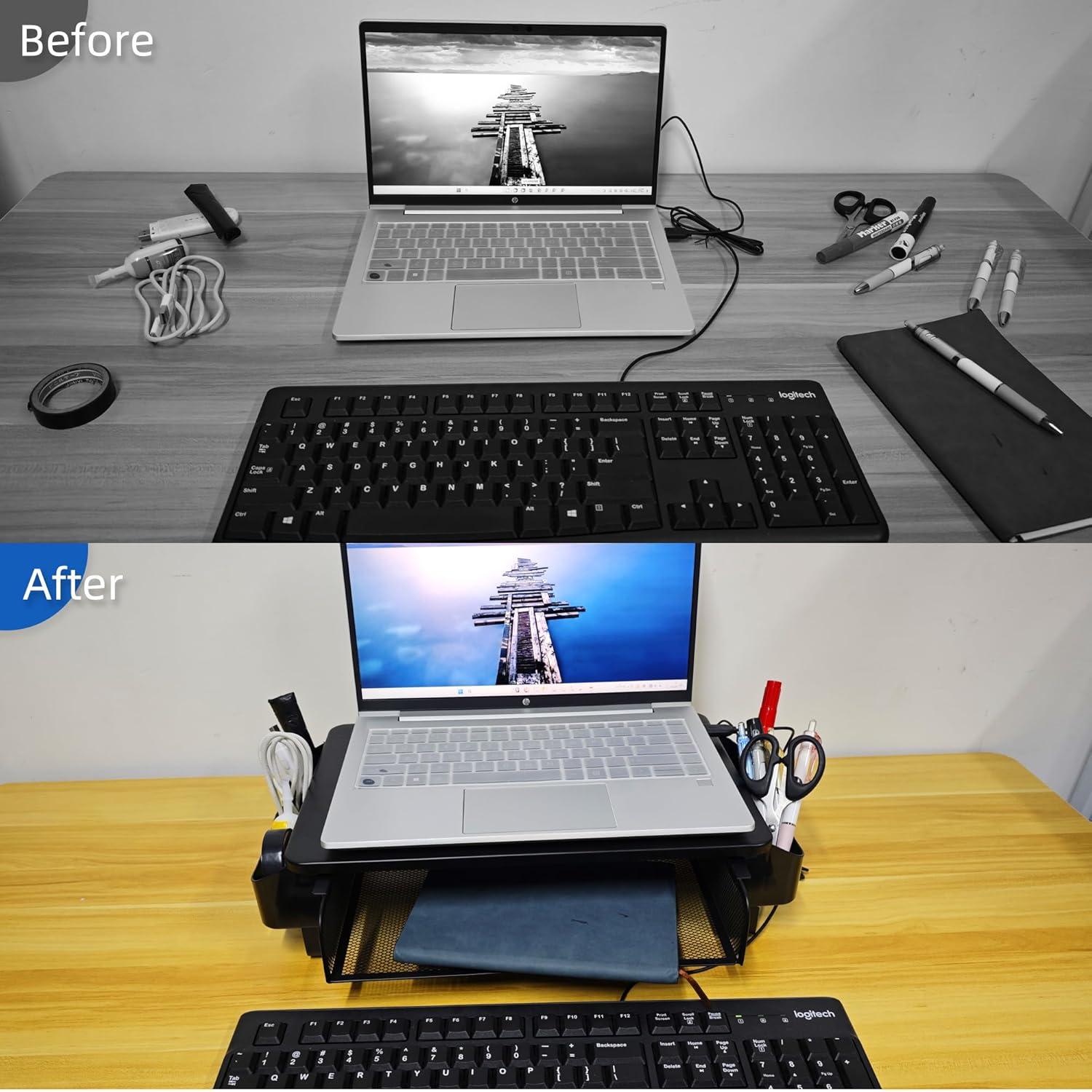 Soporte para Monitor Elevador VOXMOUNT con Cajón y Almacenamiento