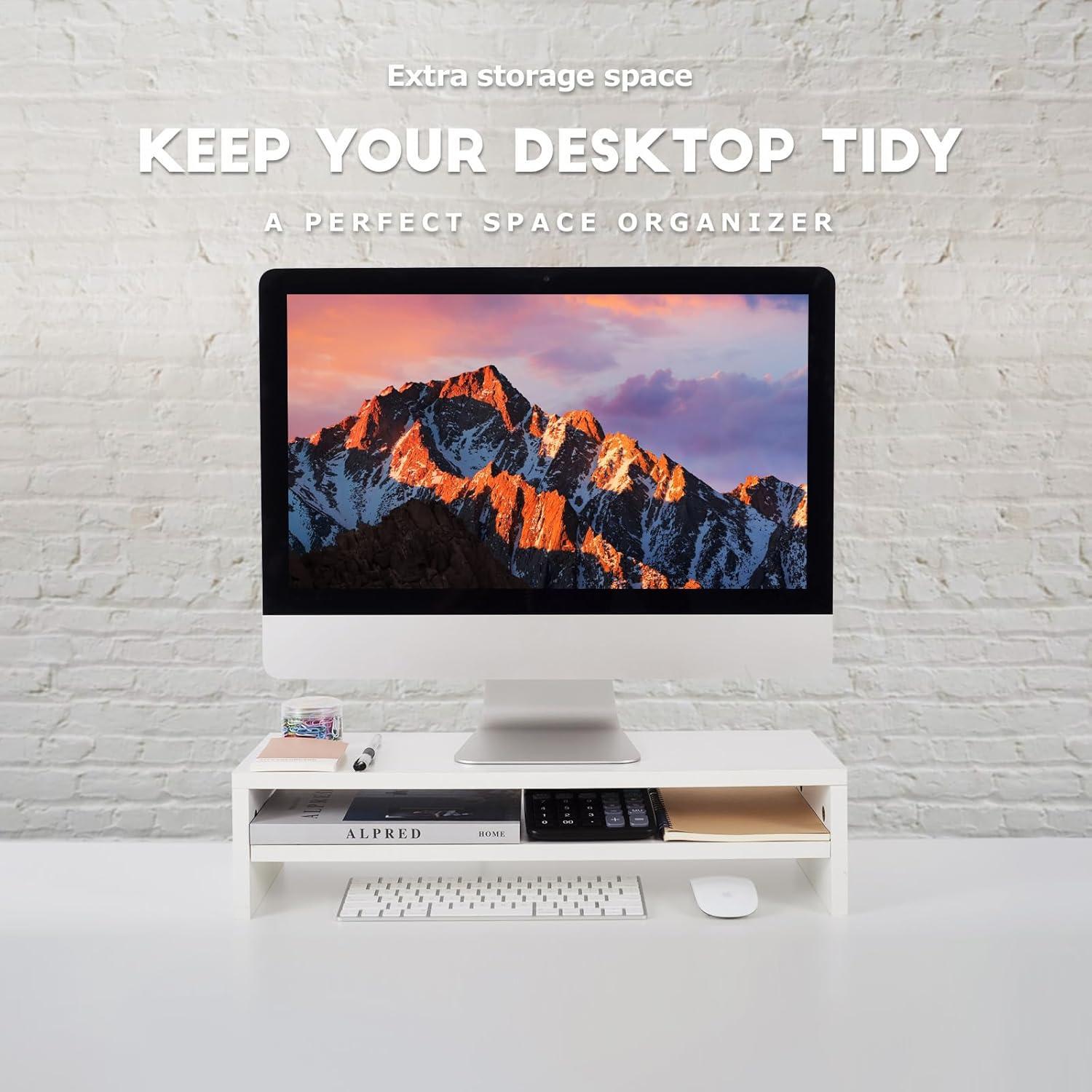 Soporte para Monitor BEYGORM Blanco 55x20x13.5 cm 2 Niveles