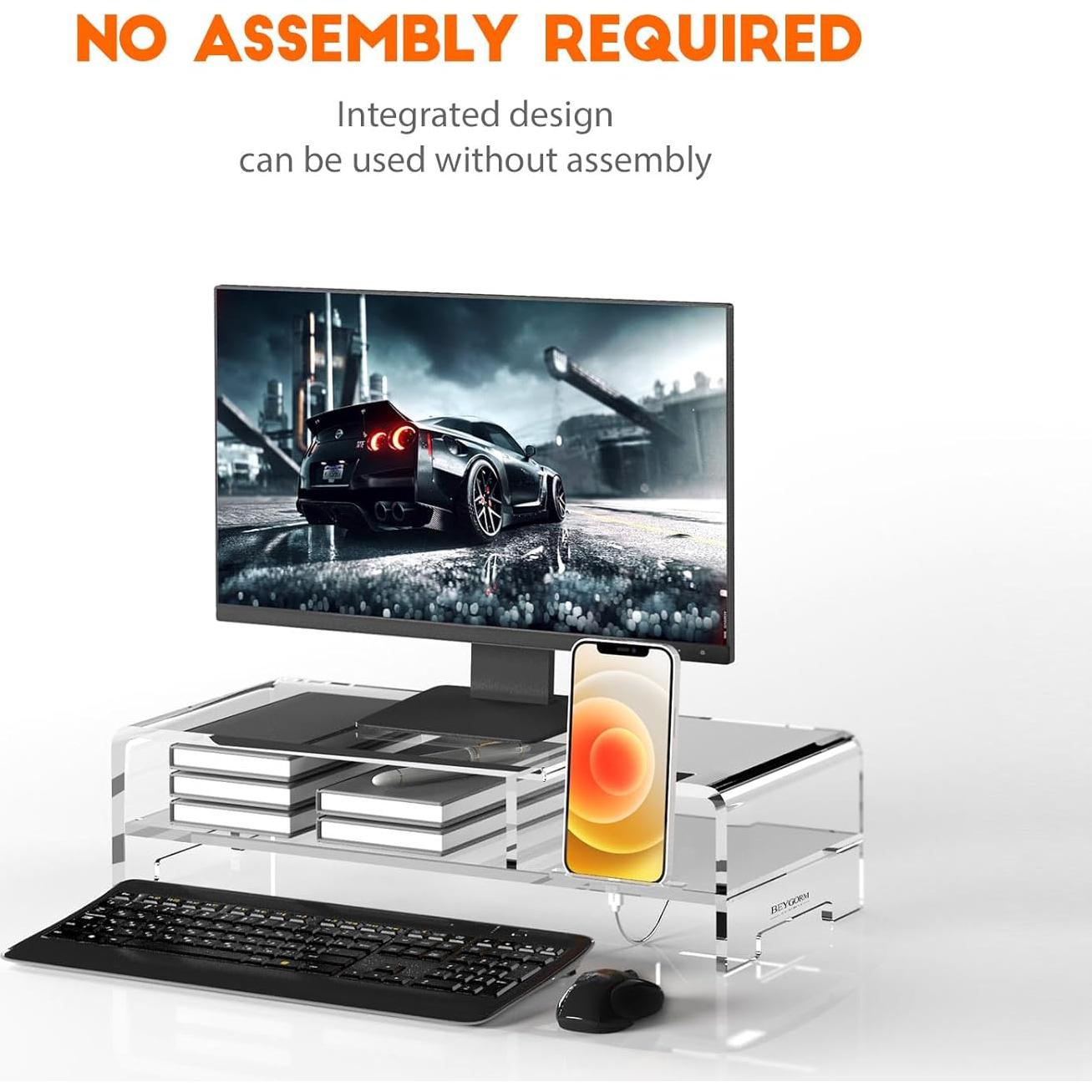 Soporte Elevador de Monitor BEYGORM Acrílico 50.8 cm Ergonómico