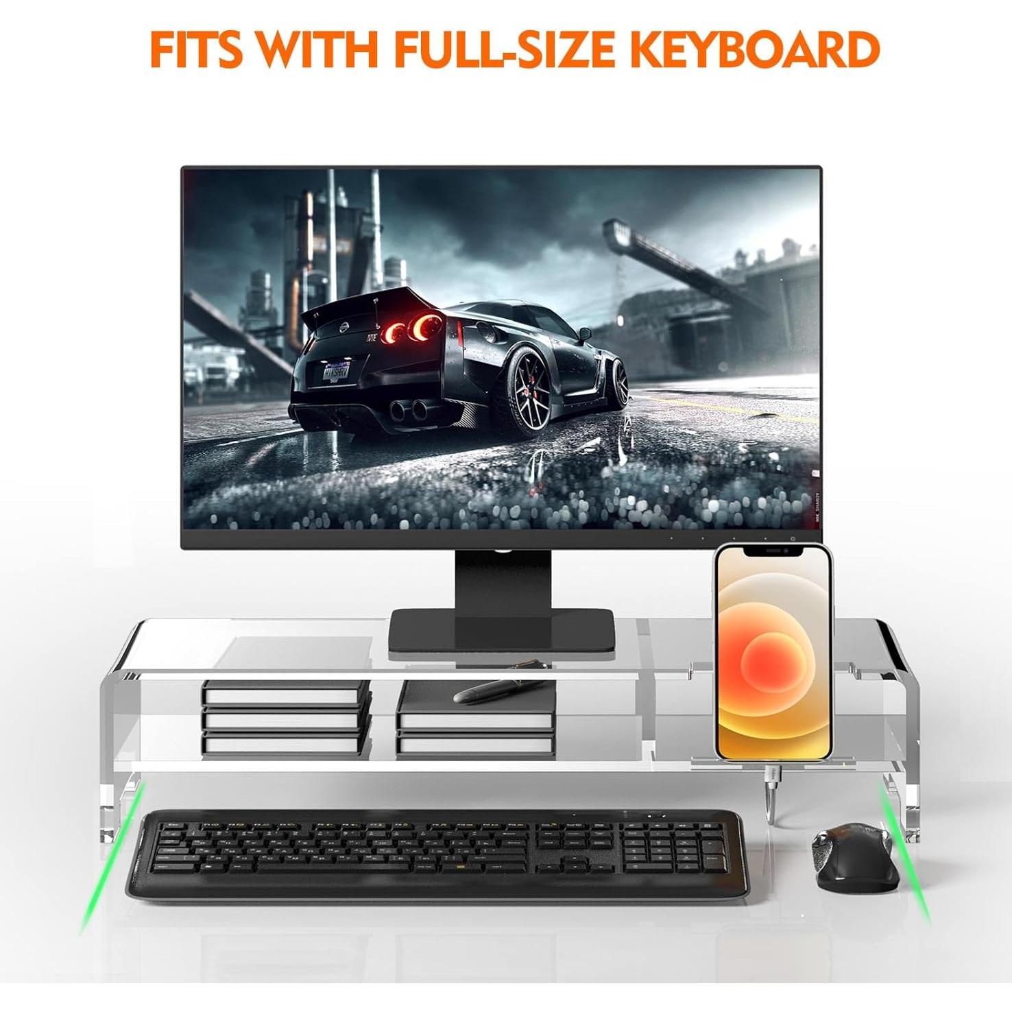 Soporte Elevador de Monitor BEYGORM Acrílico 50.8 cm Ergonómico