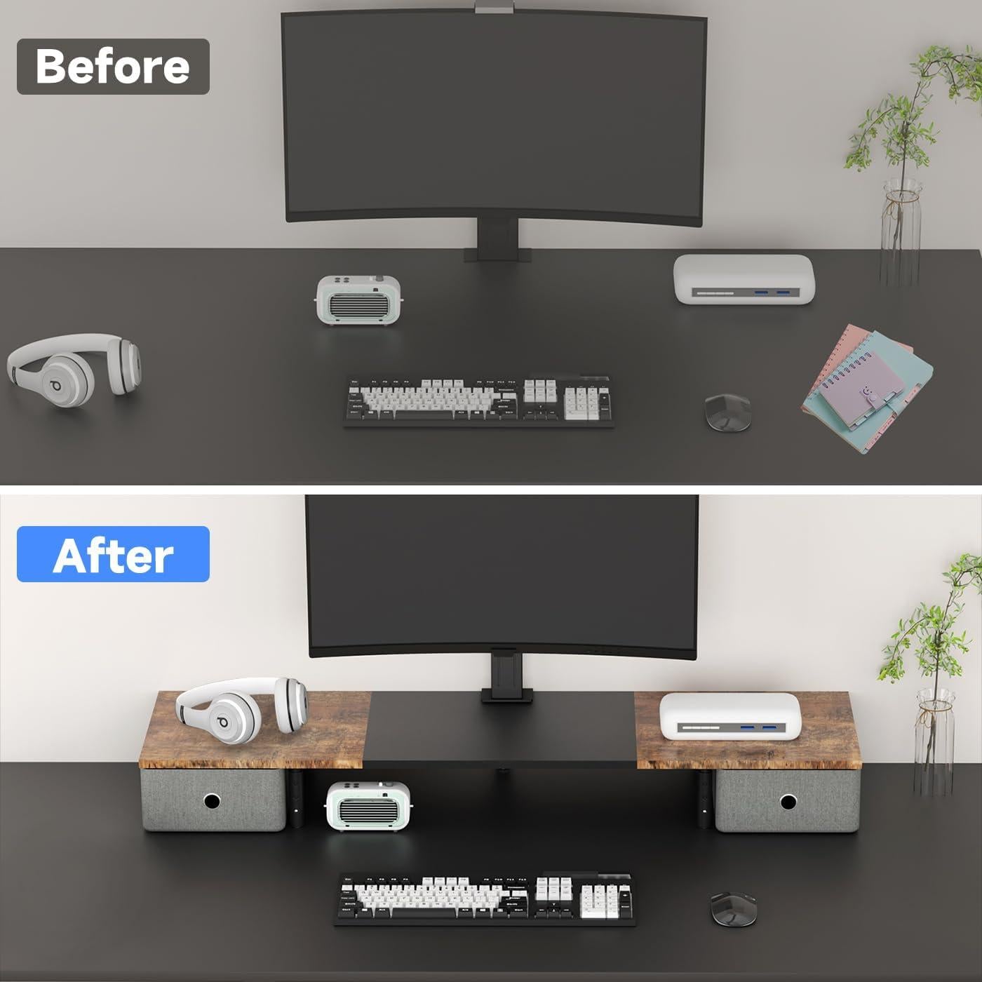 Soporte Doble para Monitores Suptek con Cajones - Ergonomía Ajustable