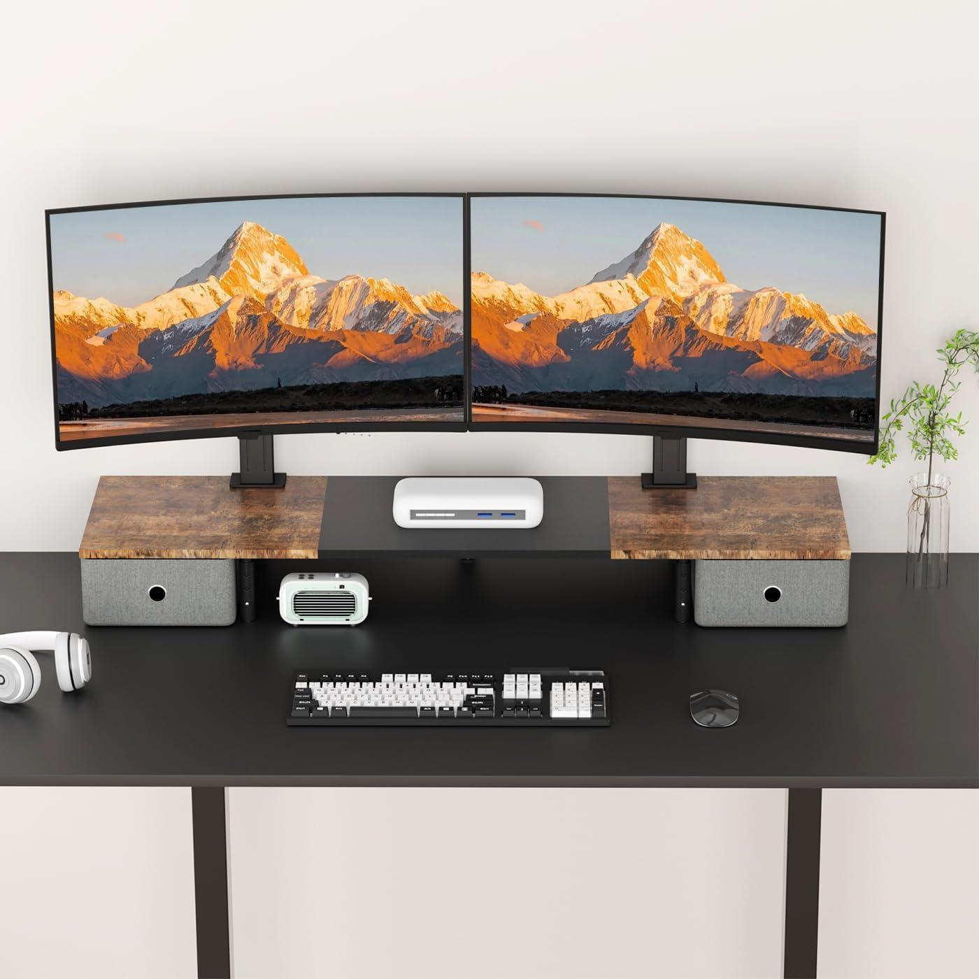 Soporte Doble para Monitores Suptek con Cajones - Ergonomía Ajustable