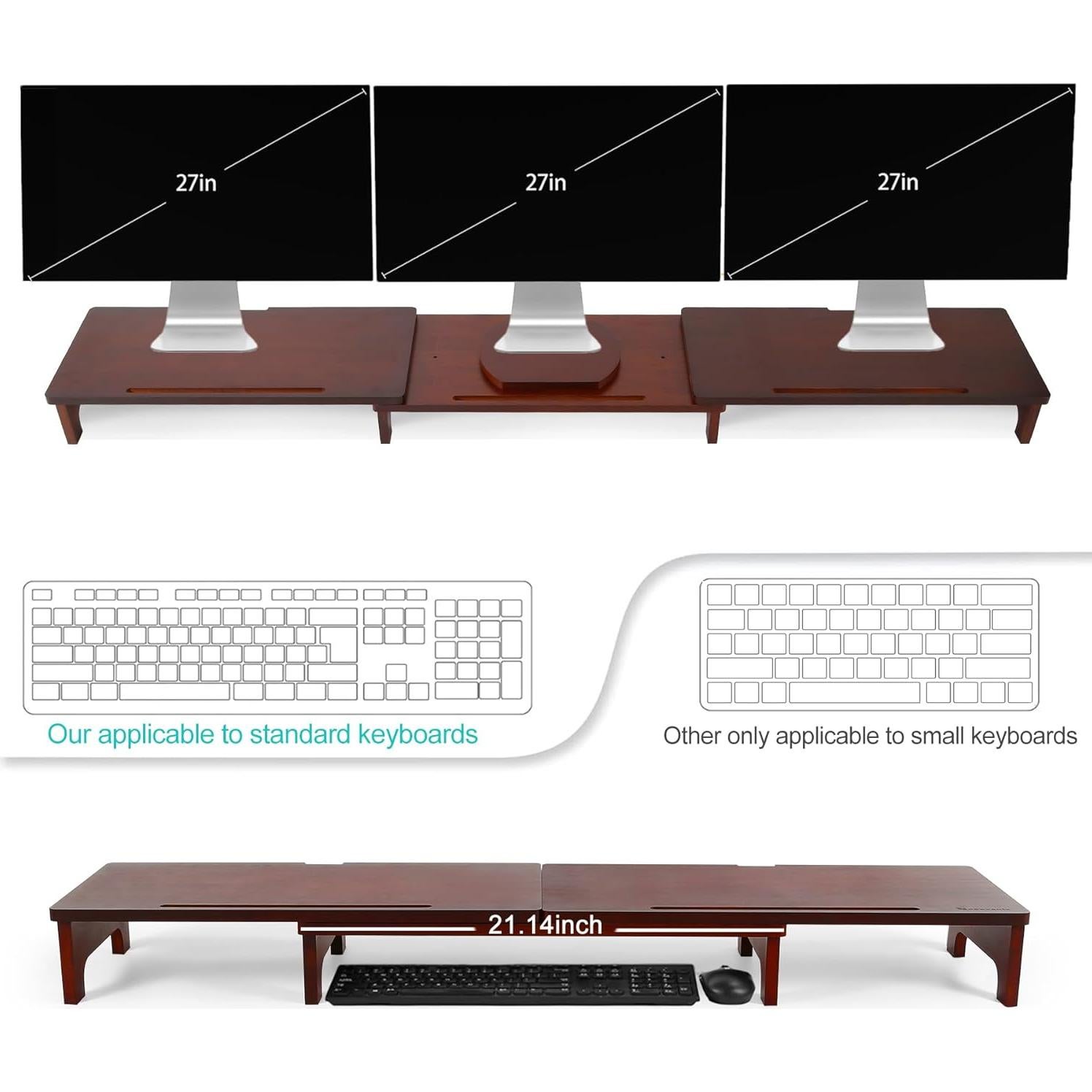 Soporte para Monitor Nnewvante de Bambú Ajustable 3 Estantes