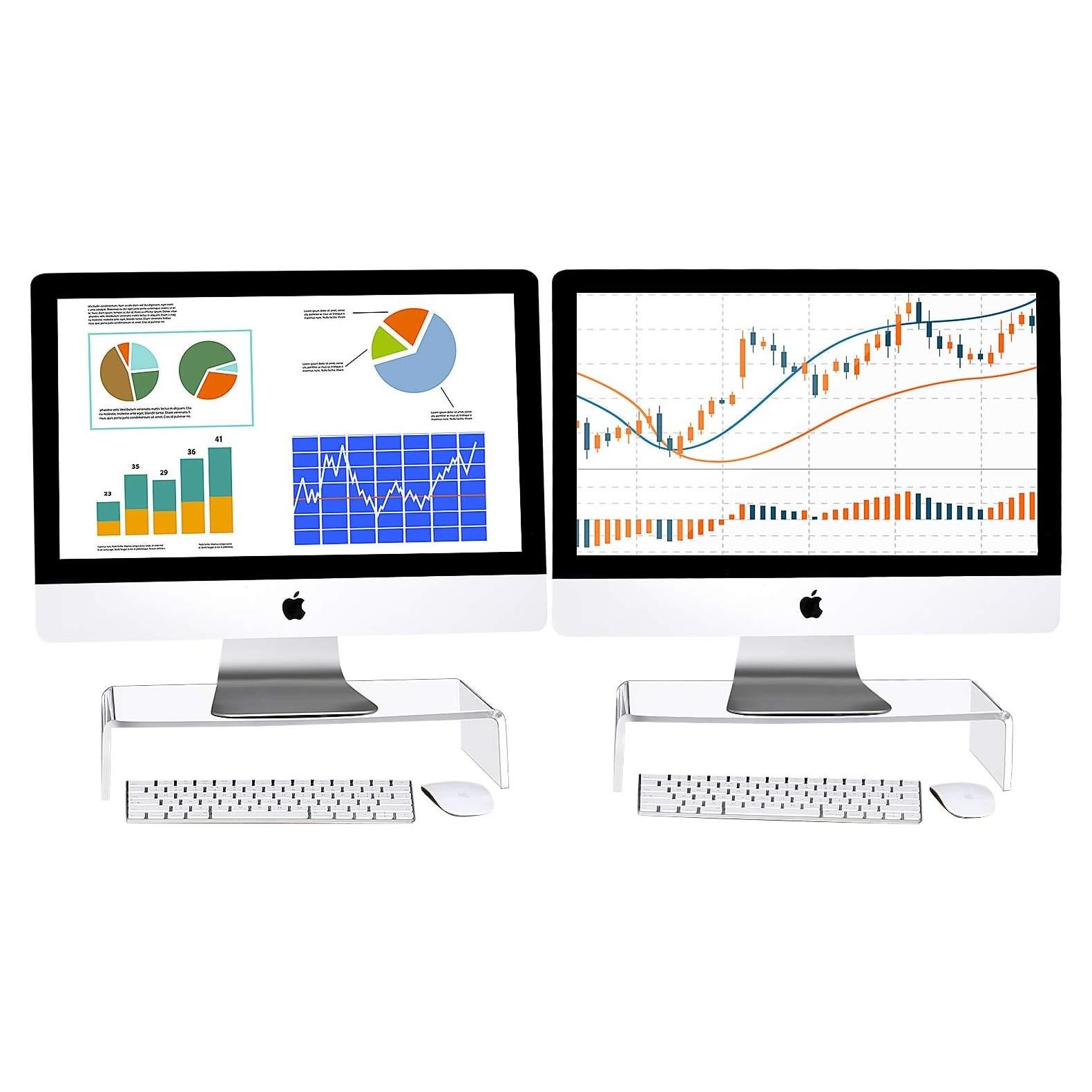 Soporte de Monitor Acrílico Jetec 2 Pcs 41x20x8 cm Transparente