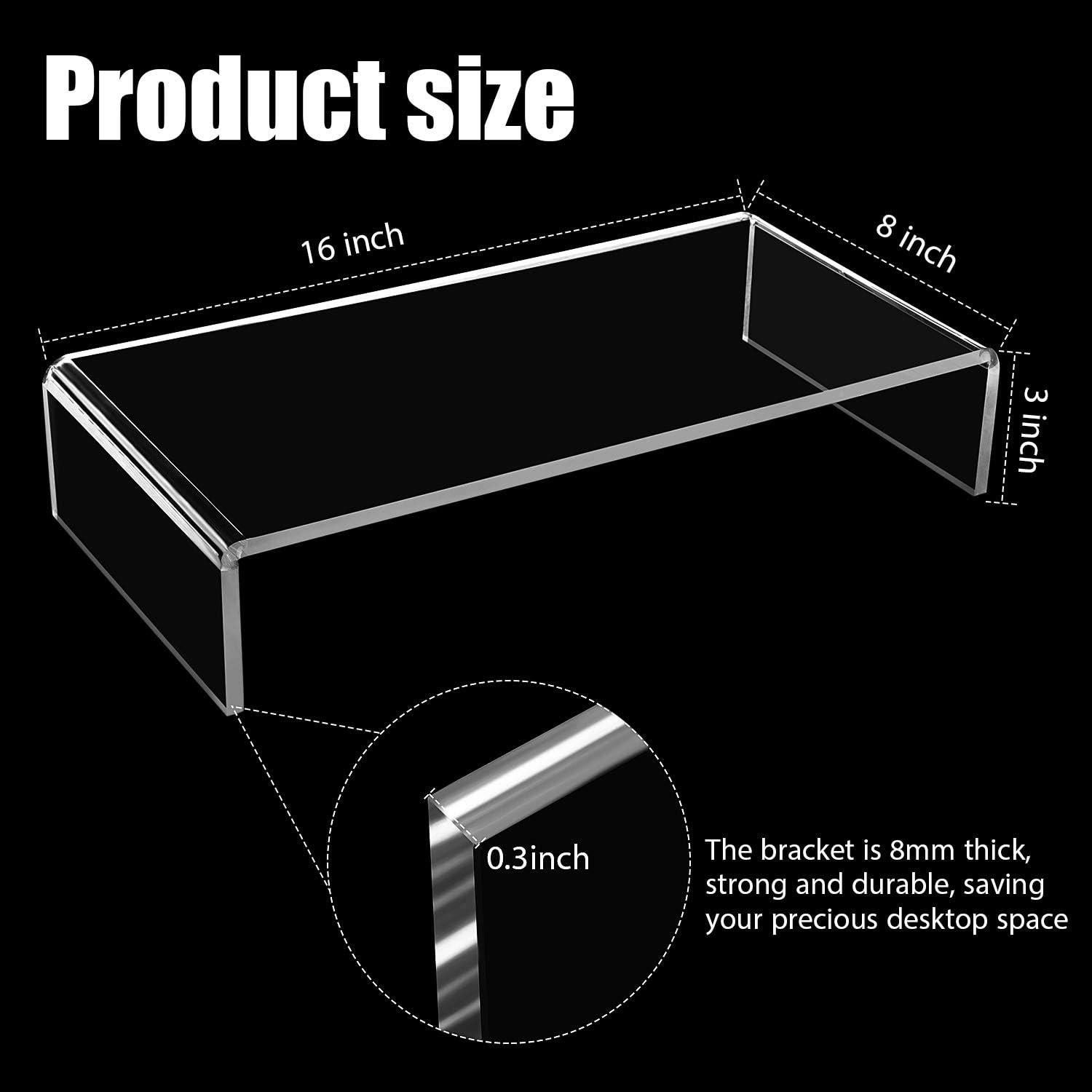 Soporte de Monitor Acrílico Jetec 2 Pcs 41x20x8 cm Transparente