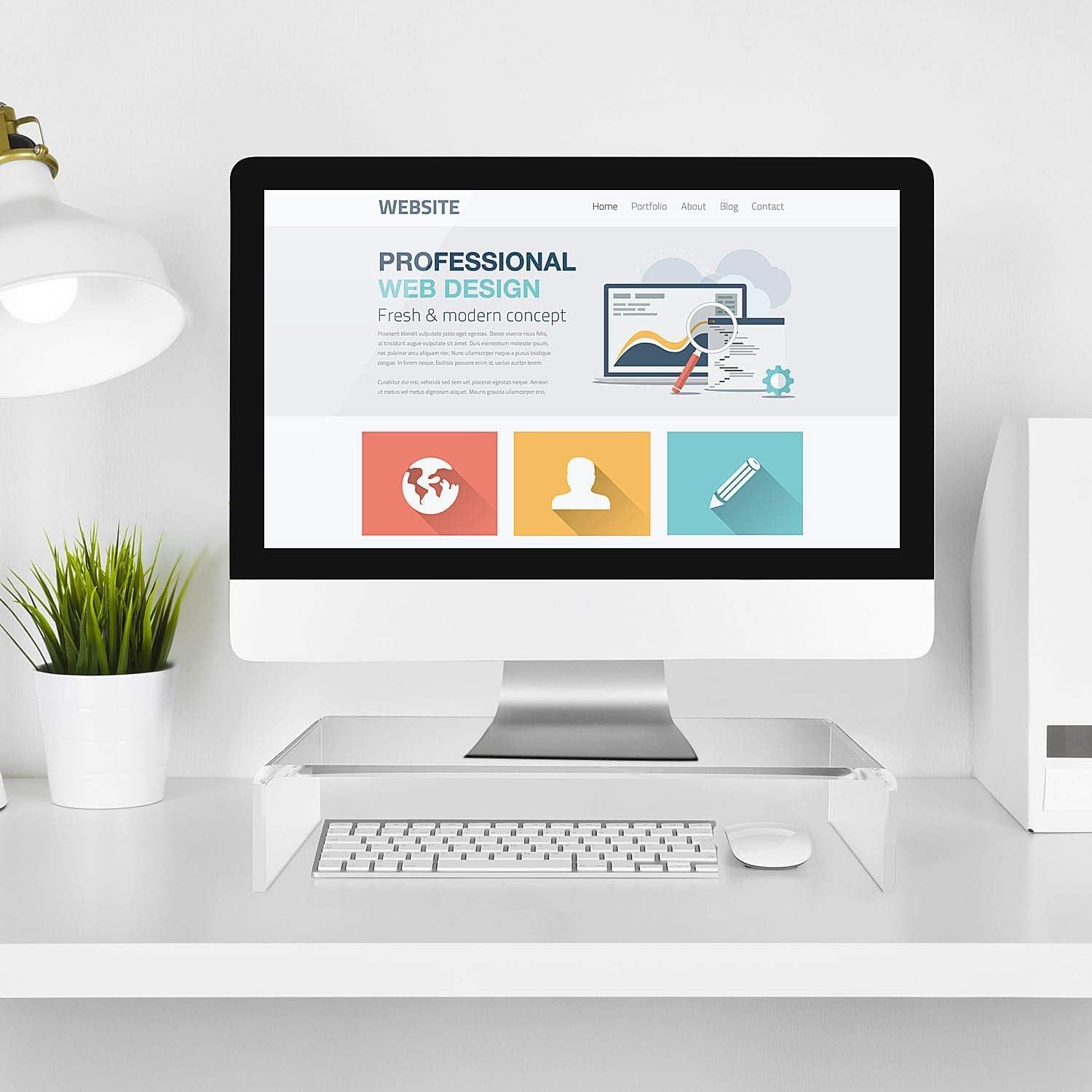 Soporte de Monitor Acrílico Jetec 2 Pcs 41x20x8 cm Transparente