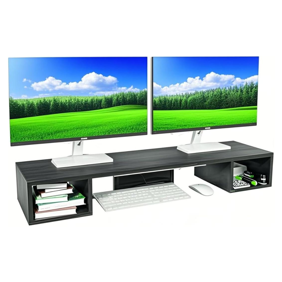 Soporte Elevador de Doble Monitor Ekisemio de Madera 87cm