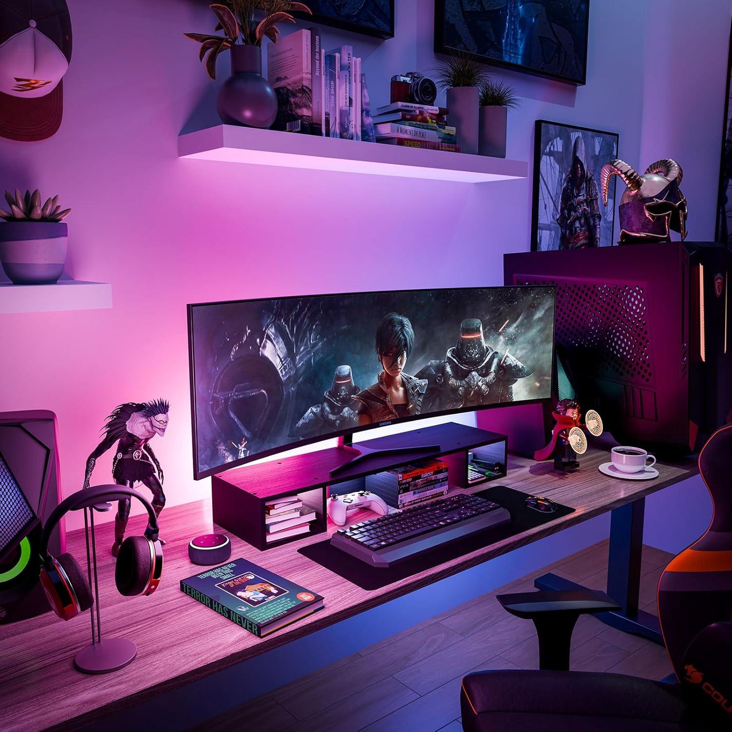 Soporte Elevador de Doble Monitor Ekisemio de Madera 87cm