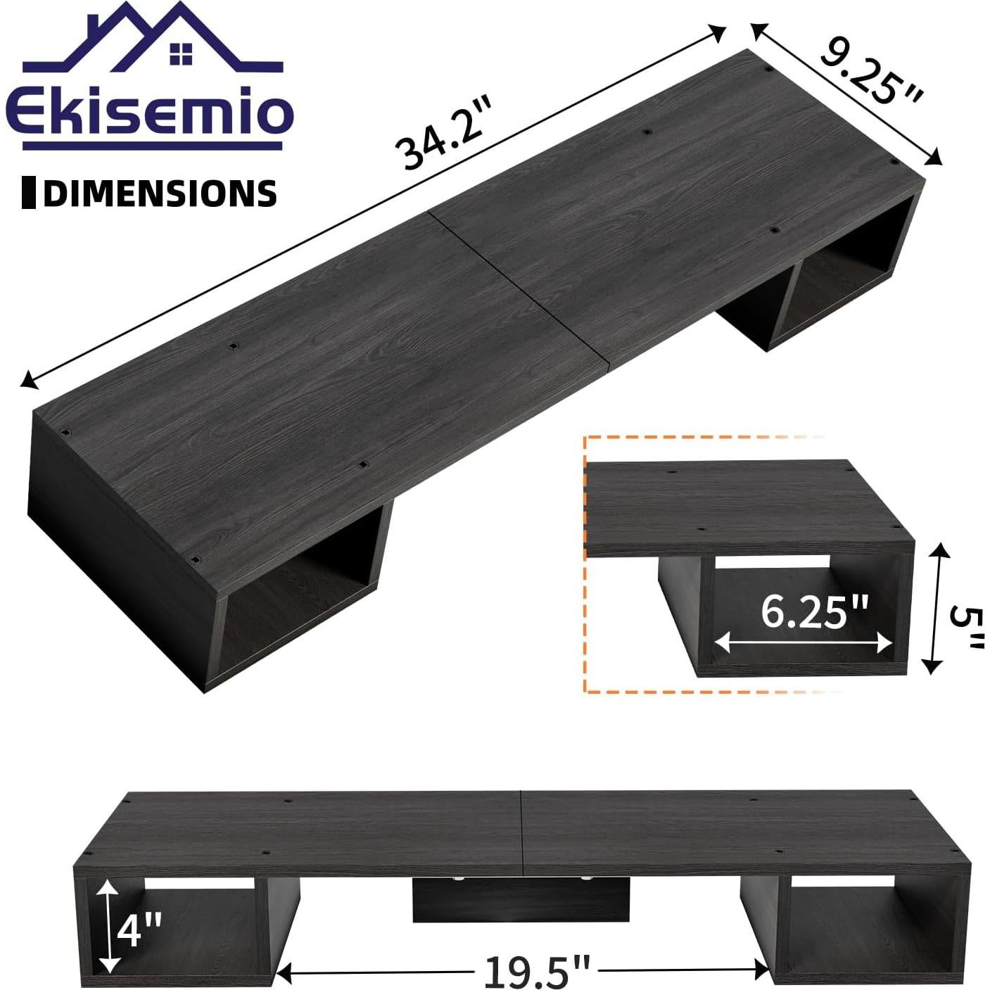 Soporte Elevador de Doble Monitor Ekisemio de Madera 87cm