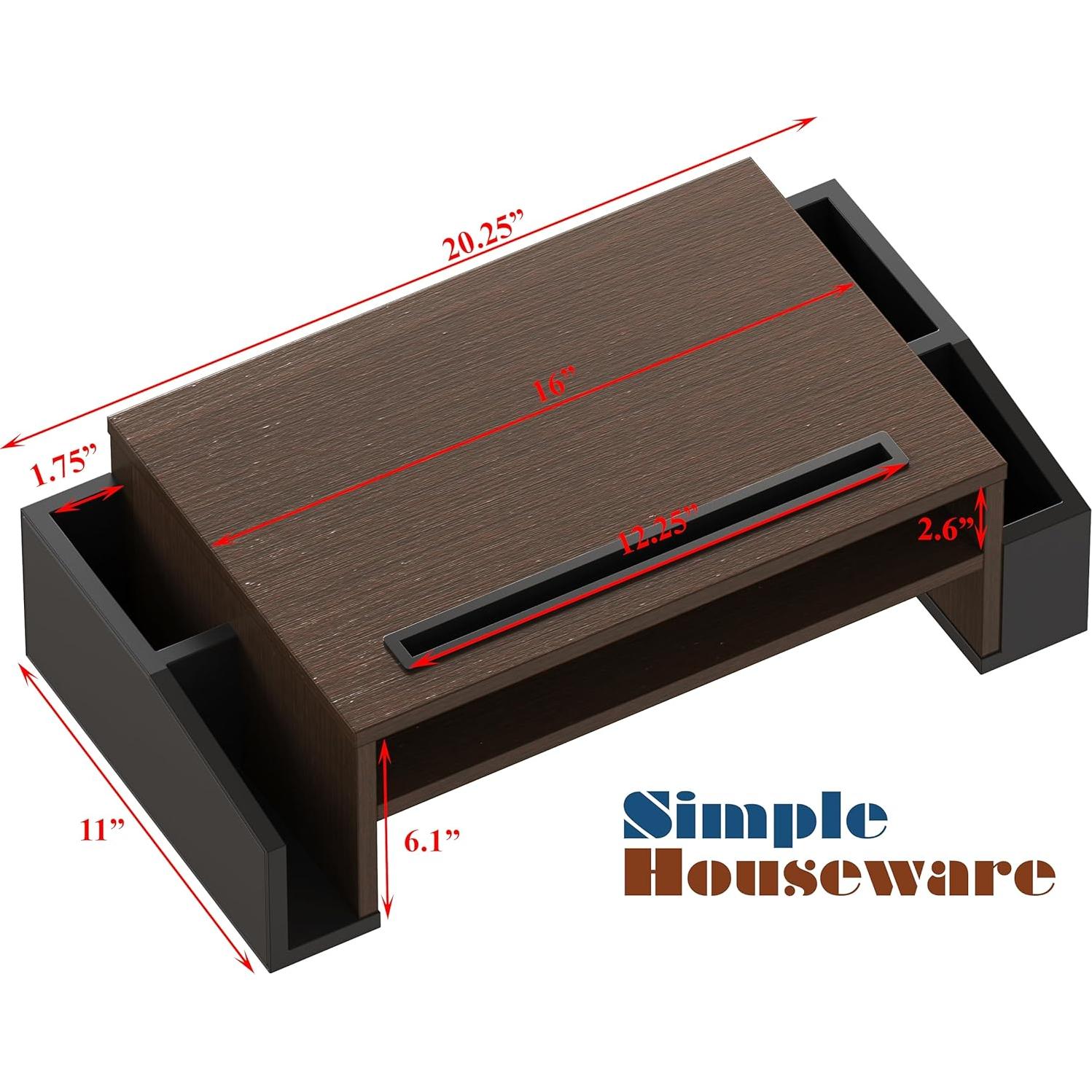 Soporte para Monitor Simple Houseware con Bandeja Ajustable Espresso