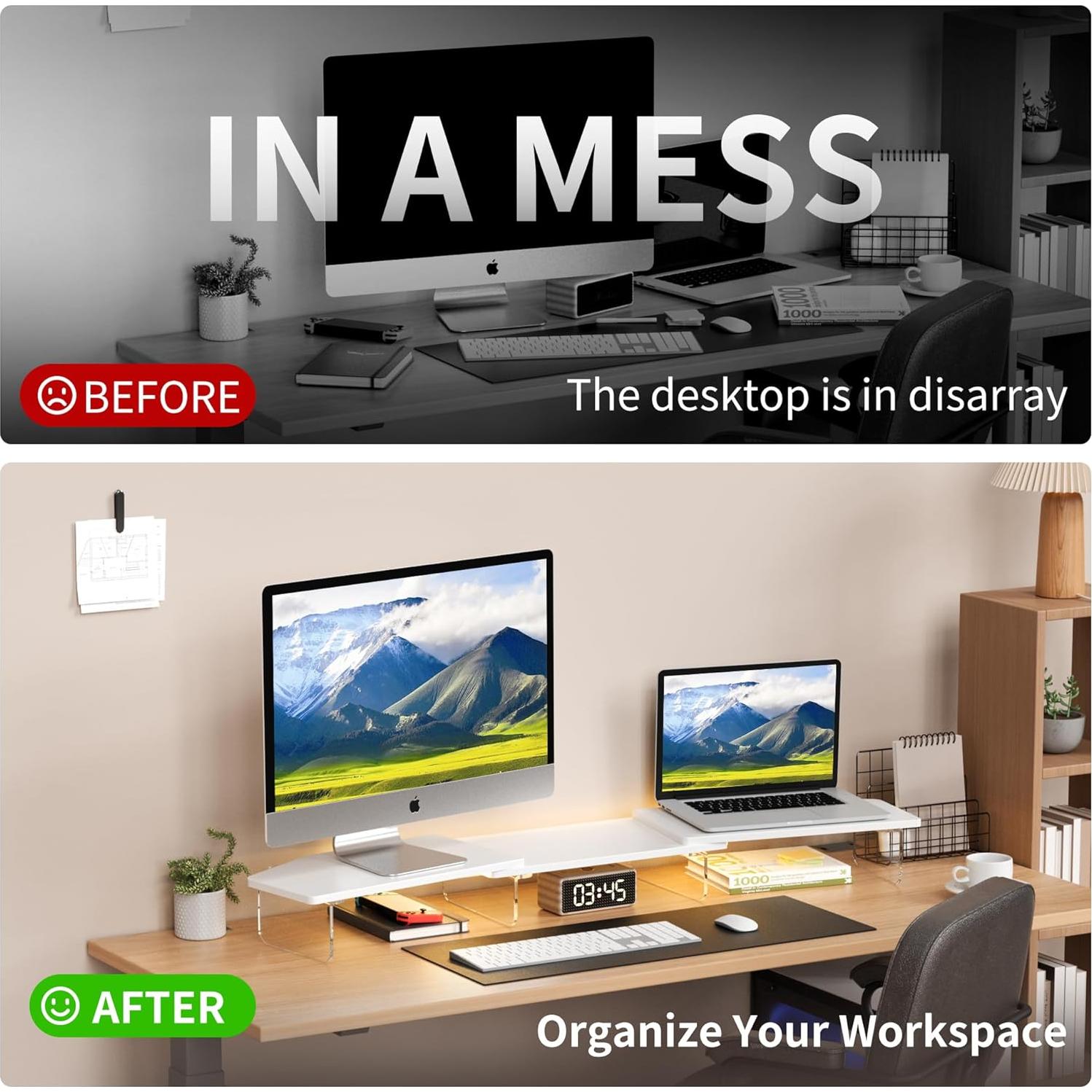 Soporte Elevador de Monitor Doble AFOOYO Ajustable 112.8 cm