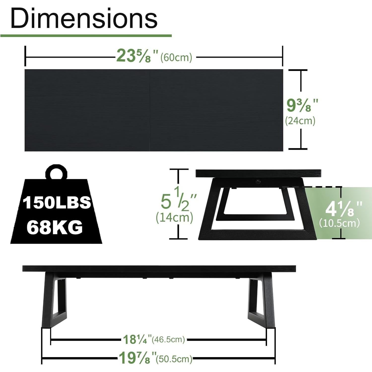 Soporte para Monitor TEAMIX DS101B, Madera Negra, 60x24 cm