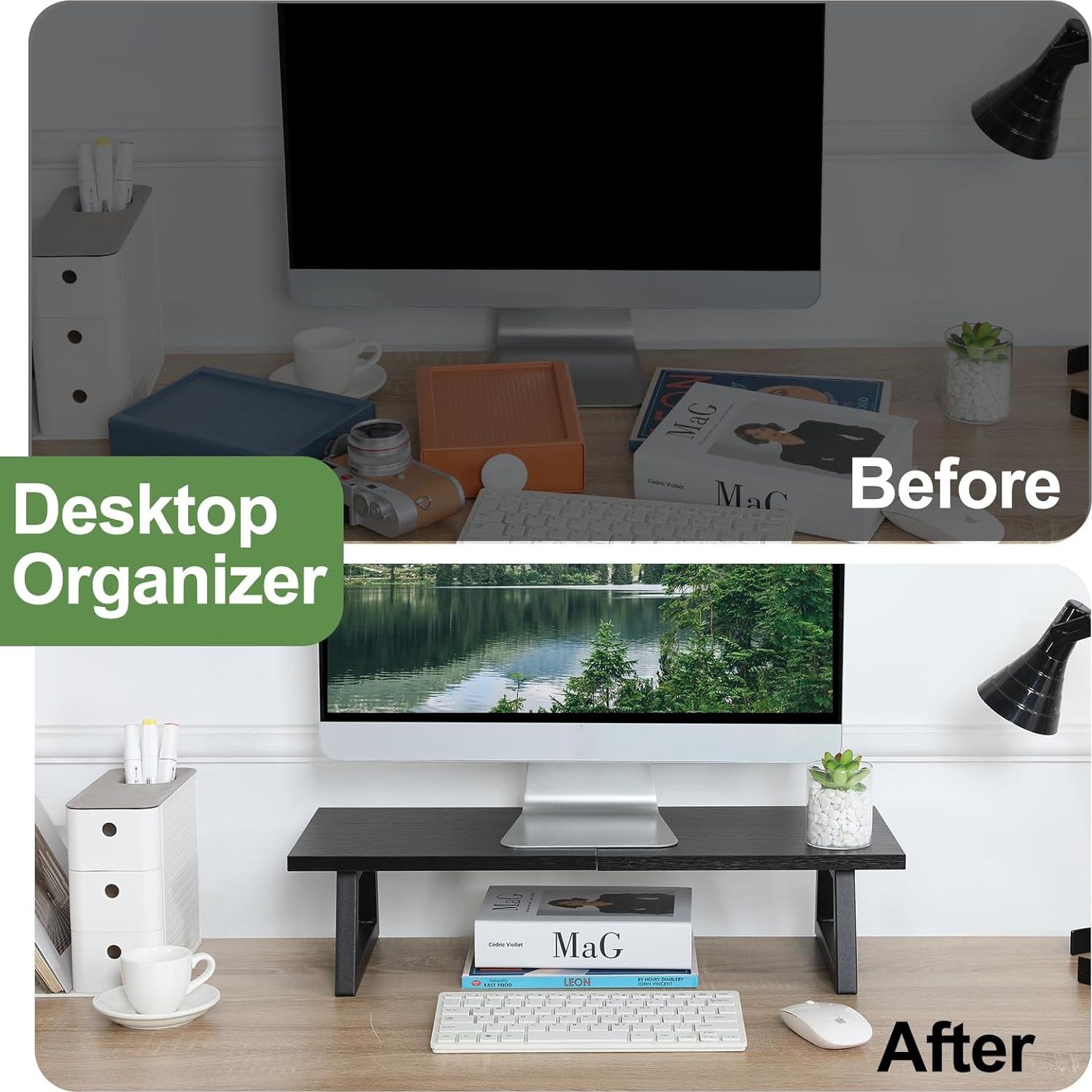 Soporte para Monitor TEAMIX DS101B, Madera Negra, 60x24 cm