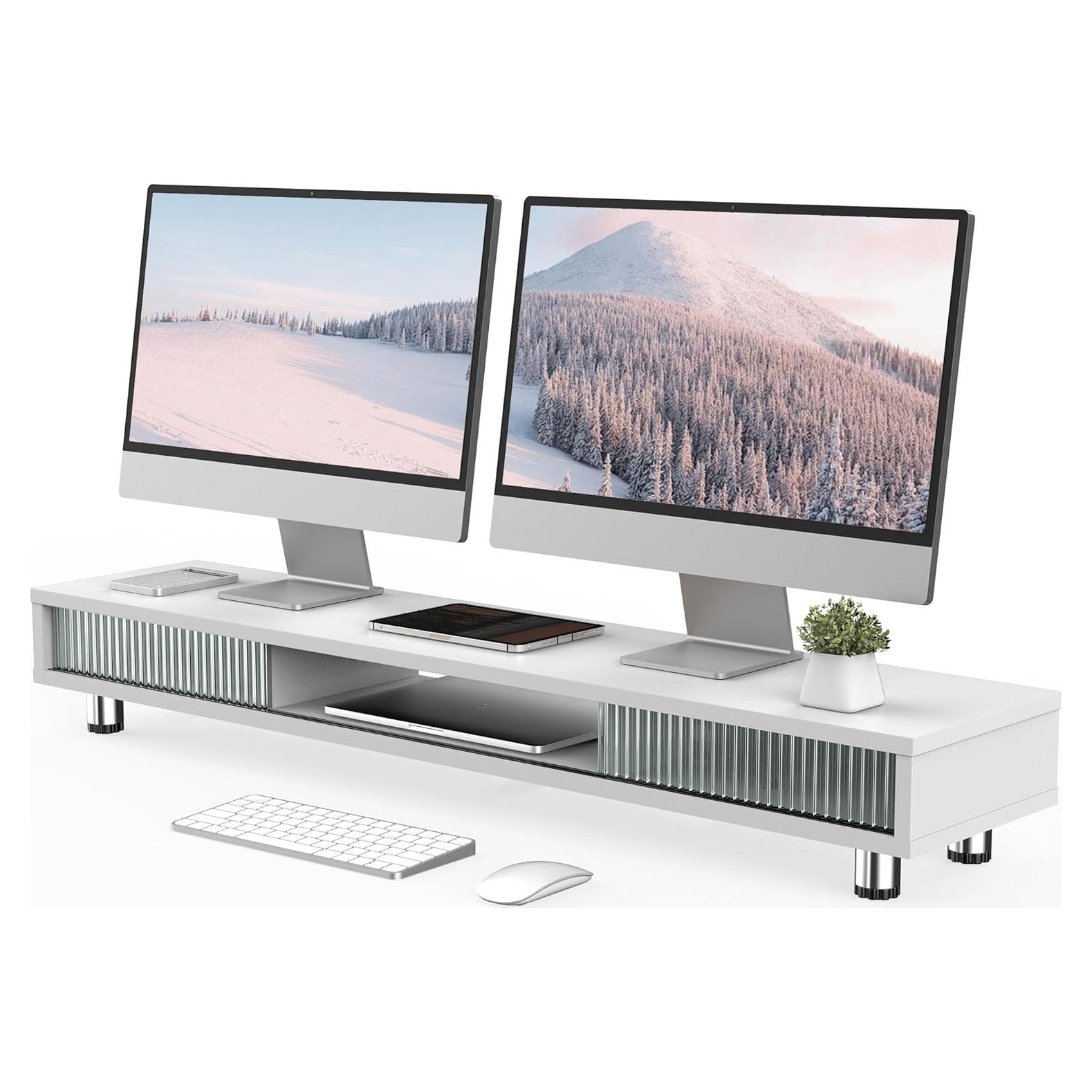 Soporte Doble para Monitor Fenge 108 cm con Cajón y 2 Niveles