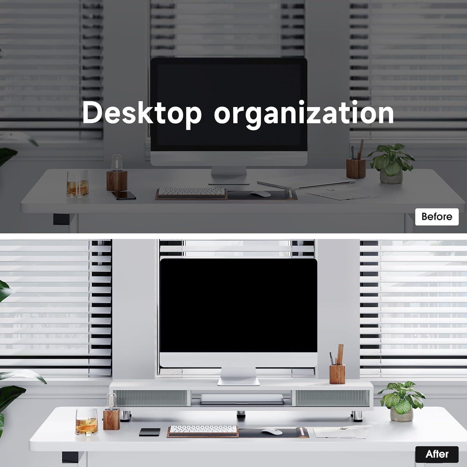 Soporte Doble para Monitor Fenge 108 cm con Cajón y 2 Niveles