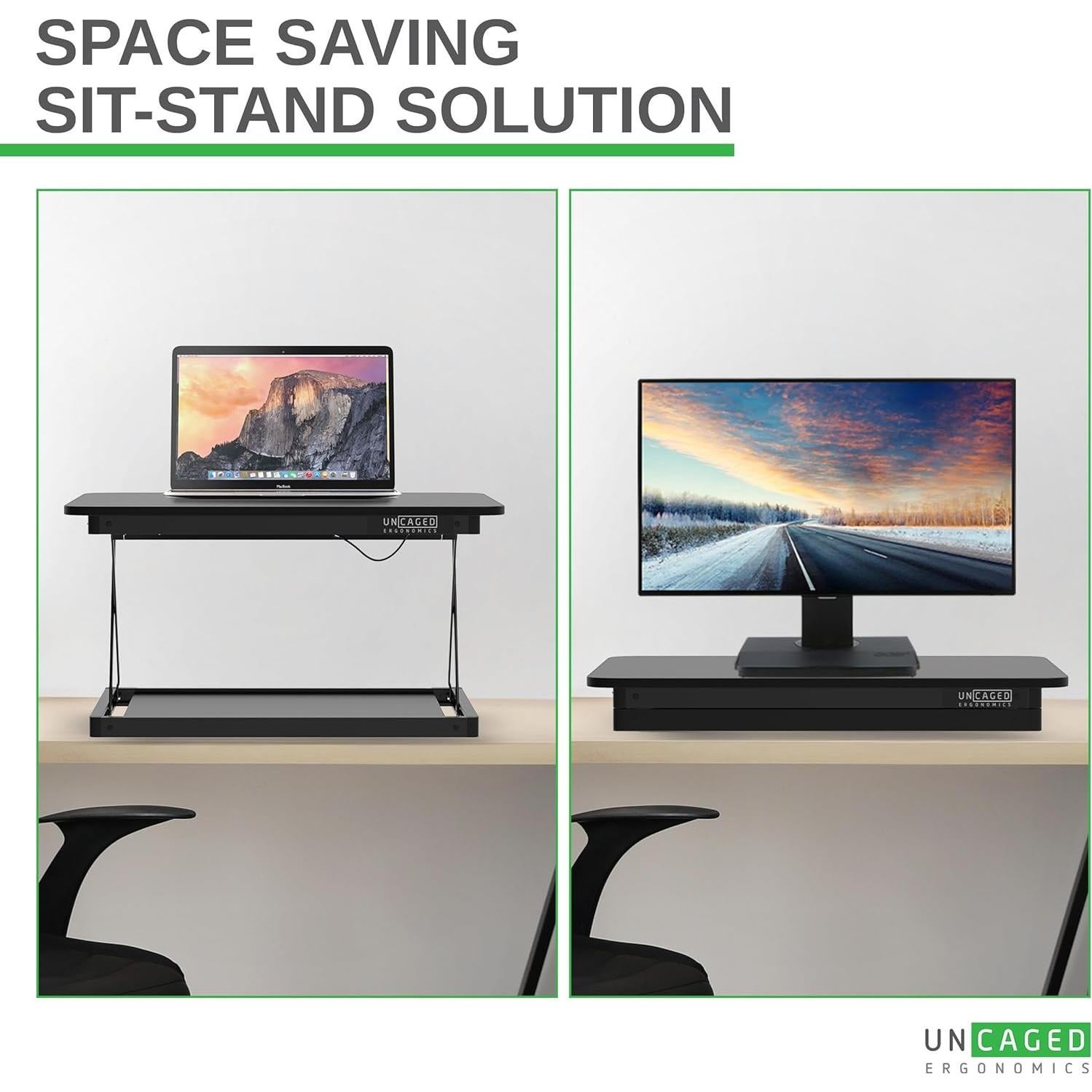 Convertidor de Escritorio Elevable Uncaged Ergonomics Negro 69.85x49.53 cm