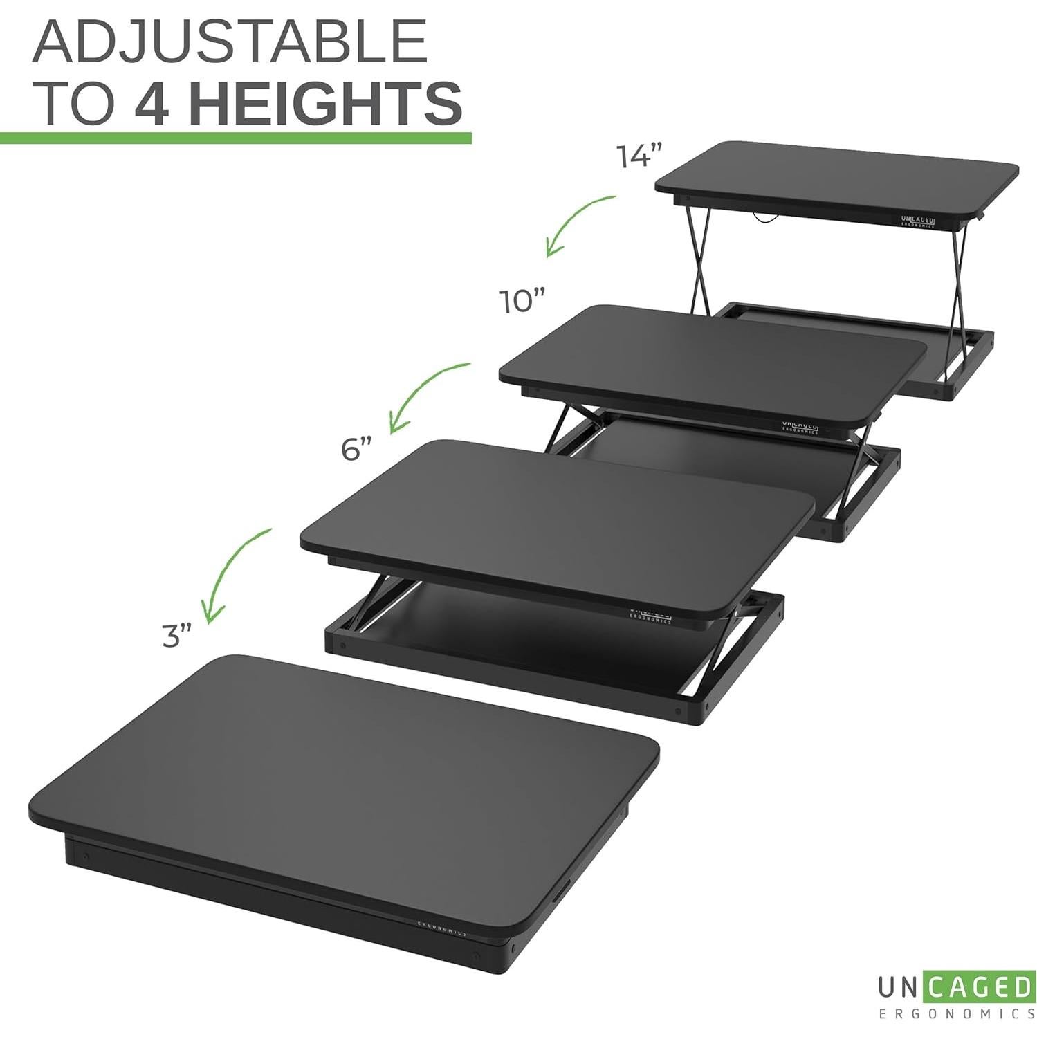 Convertidor de Escritorio Elevable Uncaged Ergonomics Negro 69.85x49.53 cm