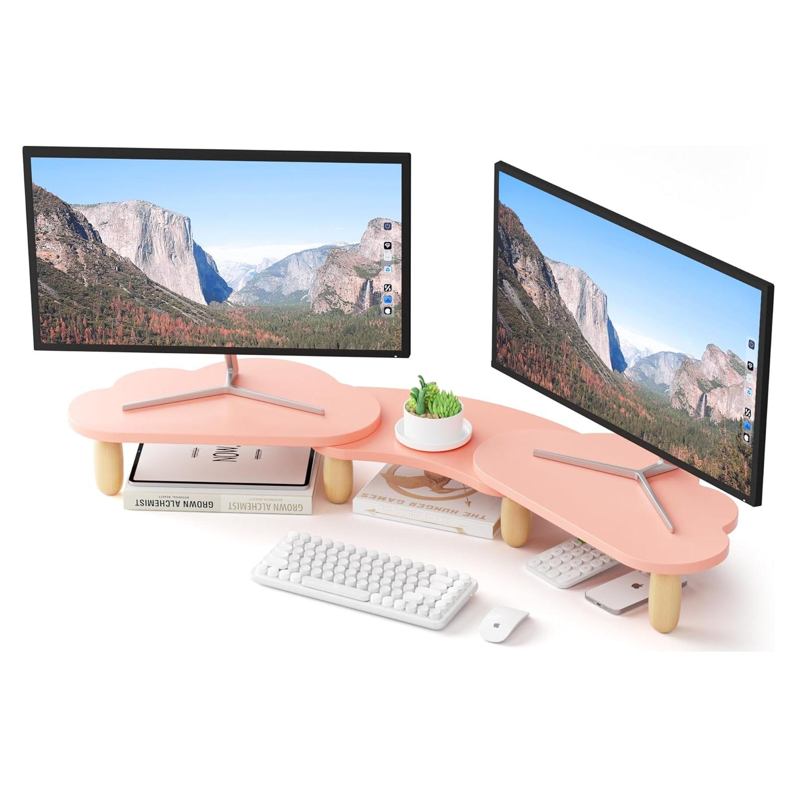 Soporte Doble para Monitores AFOOYO Rainbow Dual-Pink Ajustable