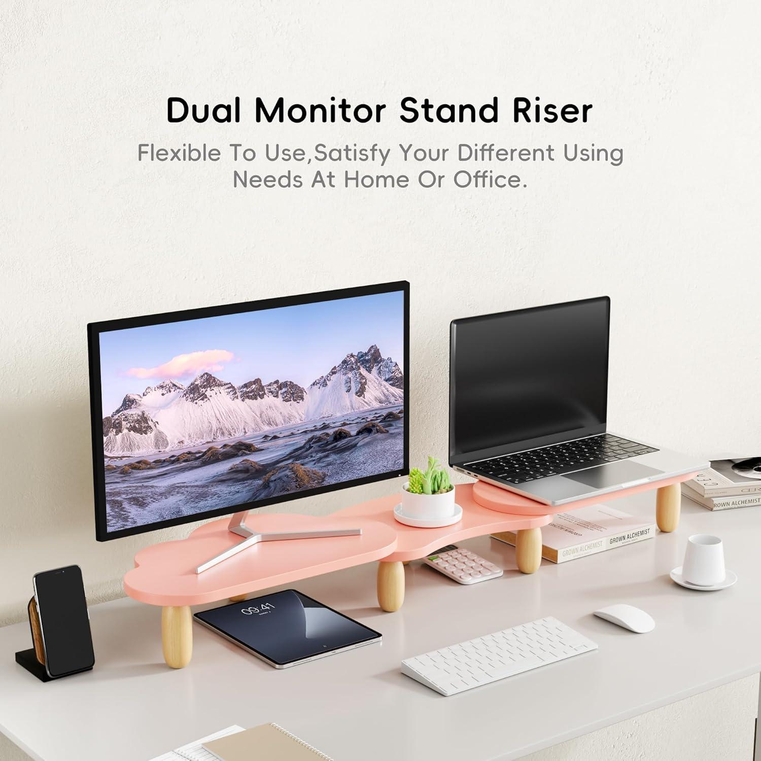 Soporte Doble para Monitores AFOOYO Rainbow Dual-Pink Ajustable