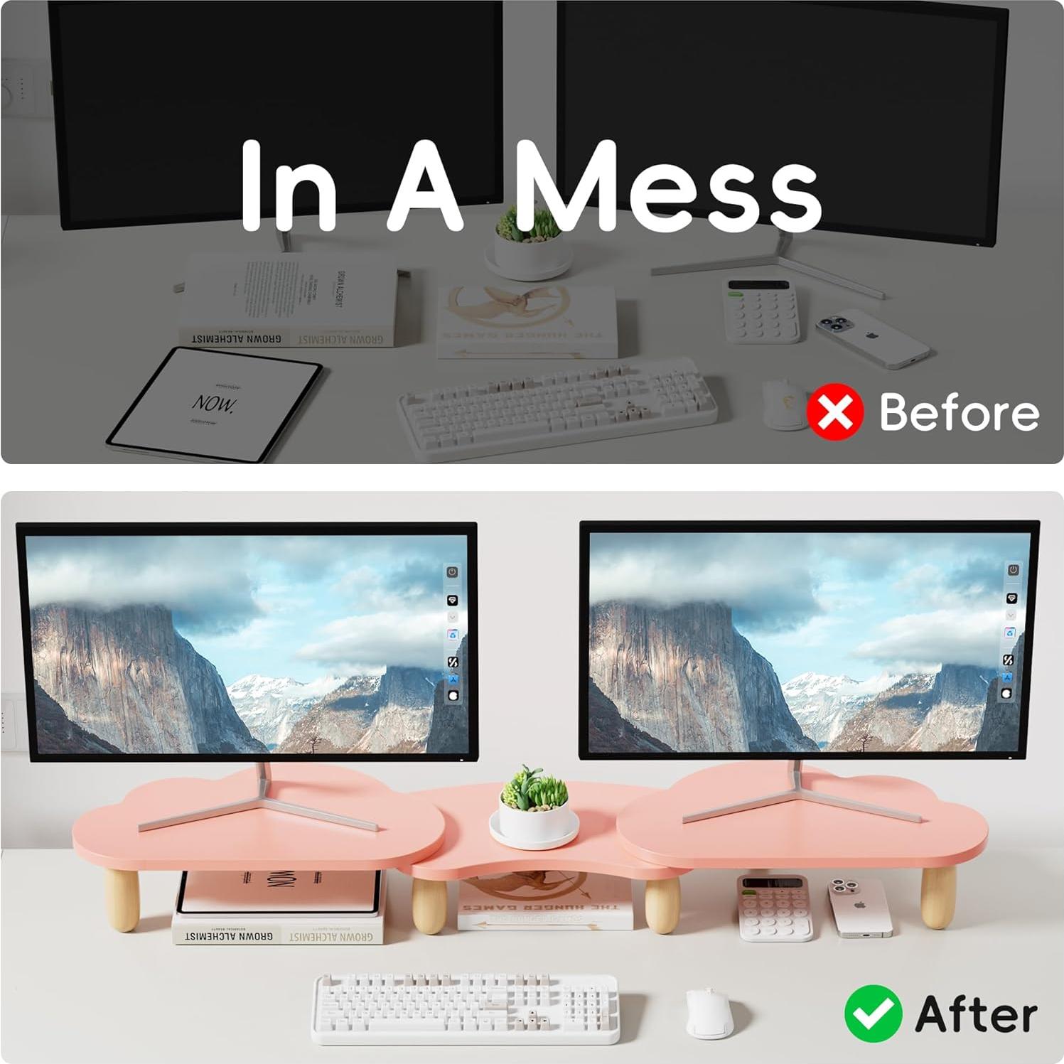 Soporte Doble para Monitores AFOOYO Rainbow Dual-Pink Ajustable