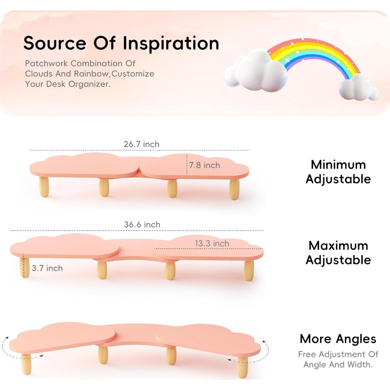 Soporte Doble para Monitores AFOOYO Rainbow Dual-Pink Ajustable