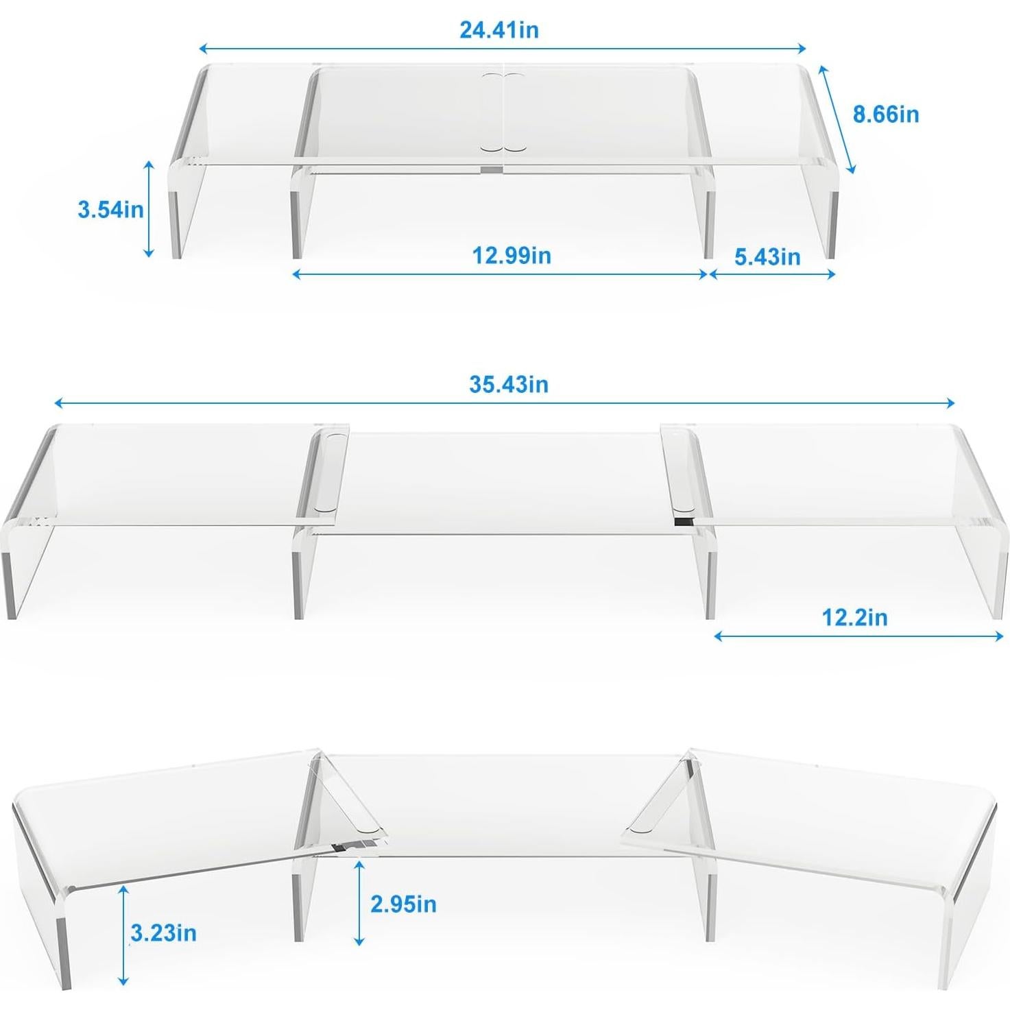 Soporte para Monitor Acrílico Transparente JKsmart 90 cm Ajustable