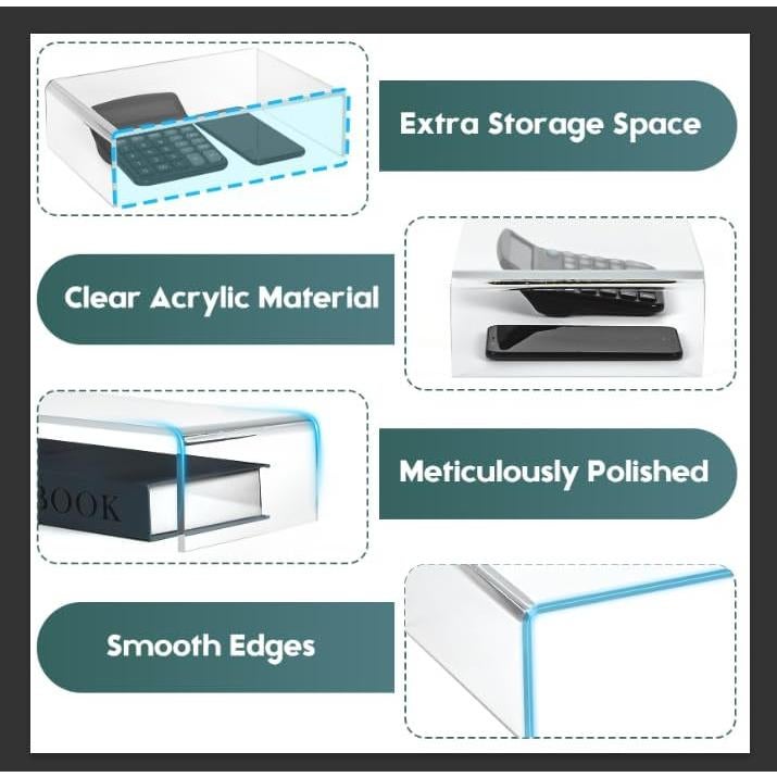 Soporte para Monitor Acrílico Transparente JKsmart 90 cm Ajustable