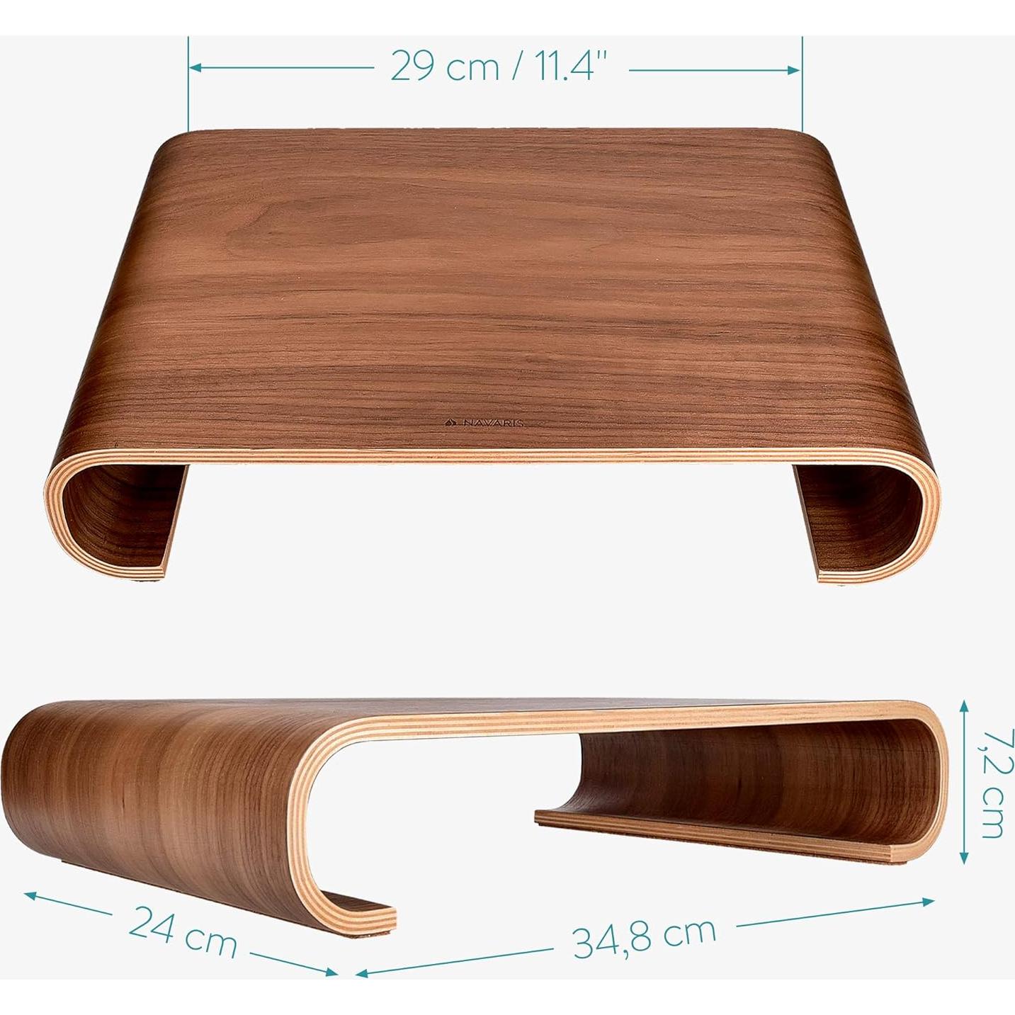 Soporte Elevador de Monitor Navaris - Madera de Nogal 34.8x24cm
