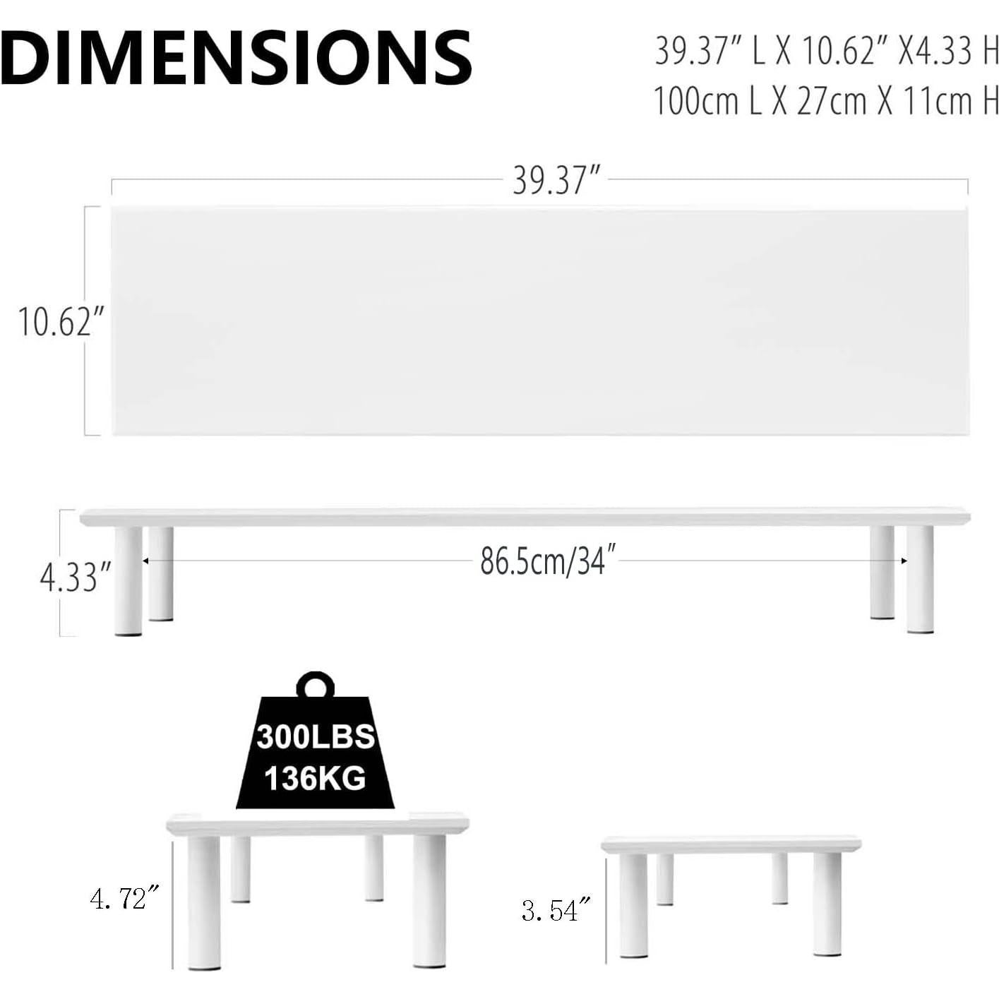 Soporte Doble para Monitor de Bambú Blanco ROCDEER 136 kg