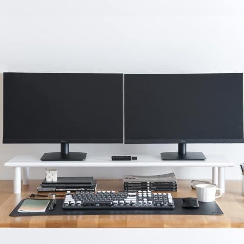 Soporte Doble para Monitor de Bambú Blanco ROCDEER 136 kg