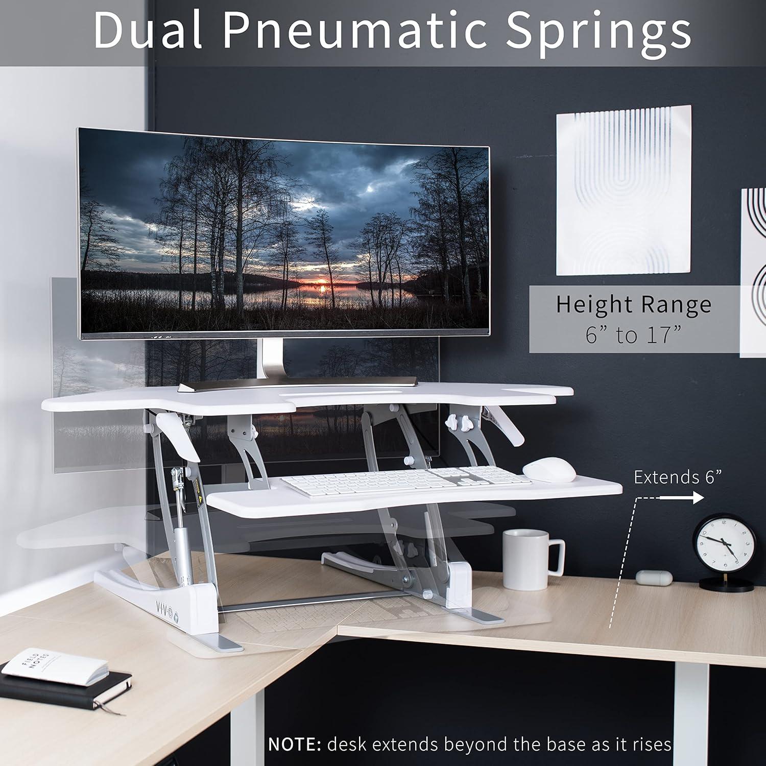 Escritorio de Esquina Ajustable VIVO DESK-V000VCW Blanco 109.9 cm