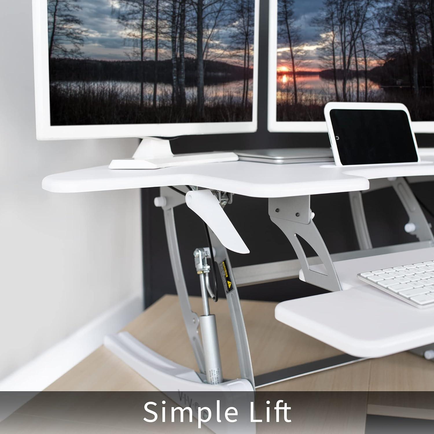 Escritorio de Esquina Ajustable VIVO DESK-V000VCW Blanco 109.9 cm