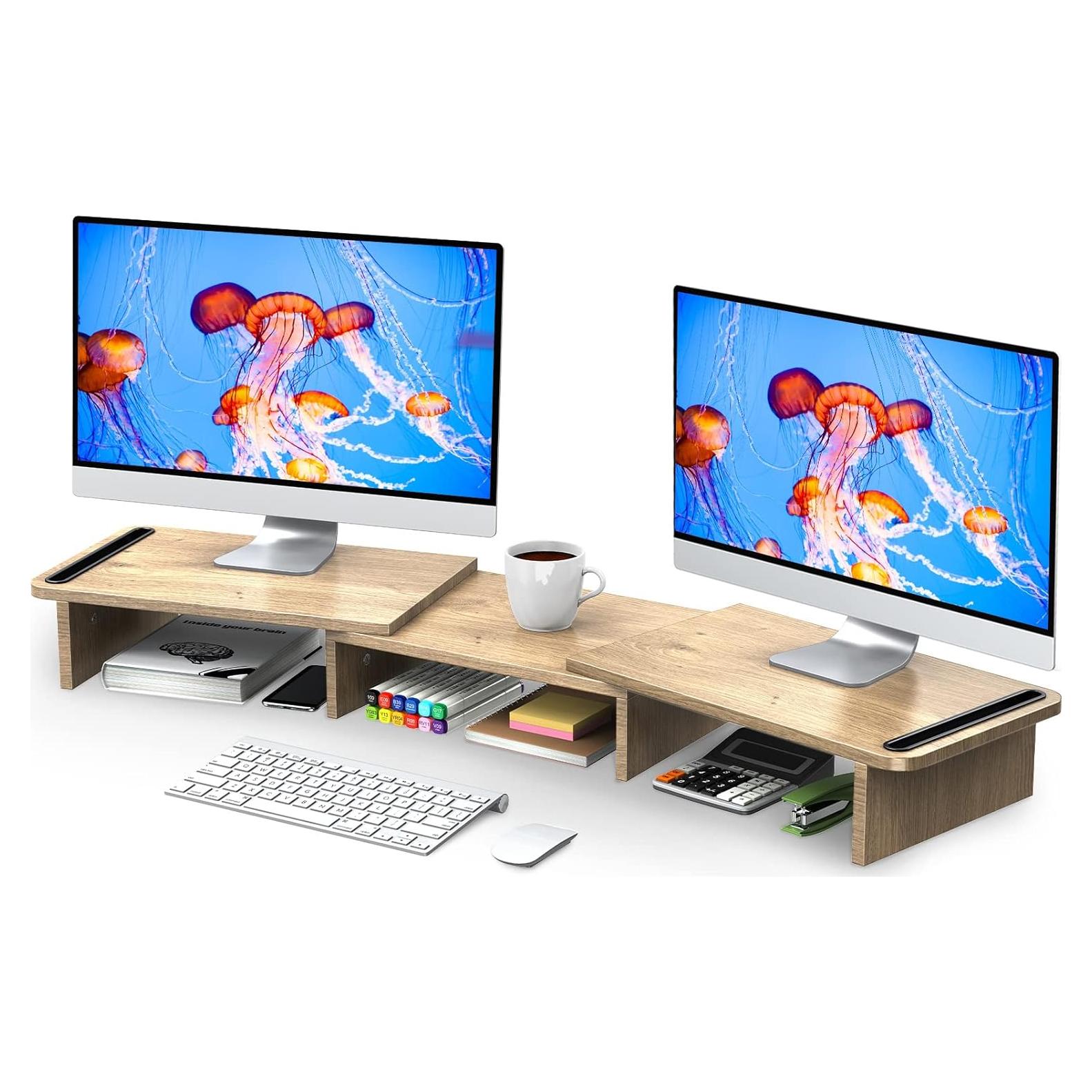 Soporte Doble Monitor Zimilar de Madera Ajustable 3.36kg