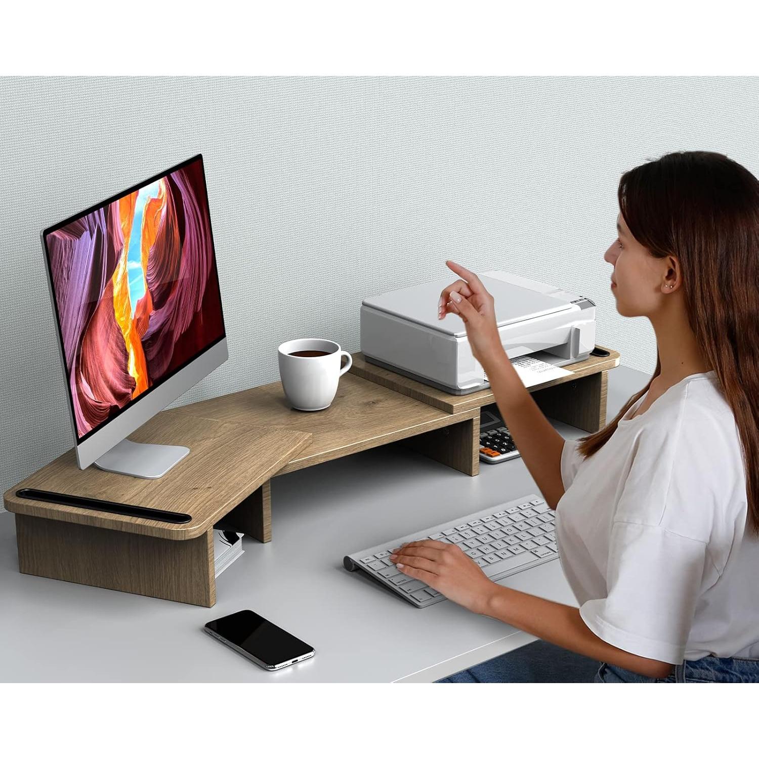 Soporte Doble Monitor Zimilar de Madera Ajustable 3.36kg