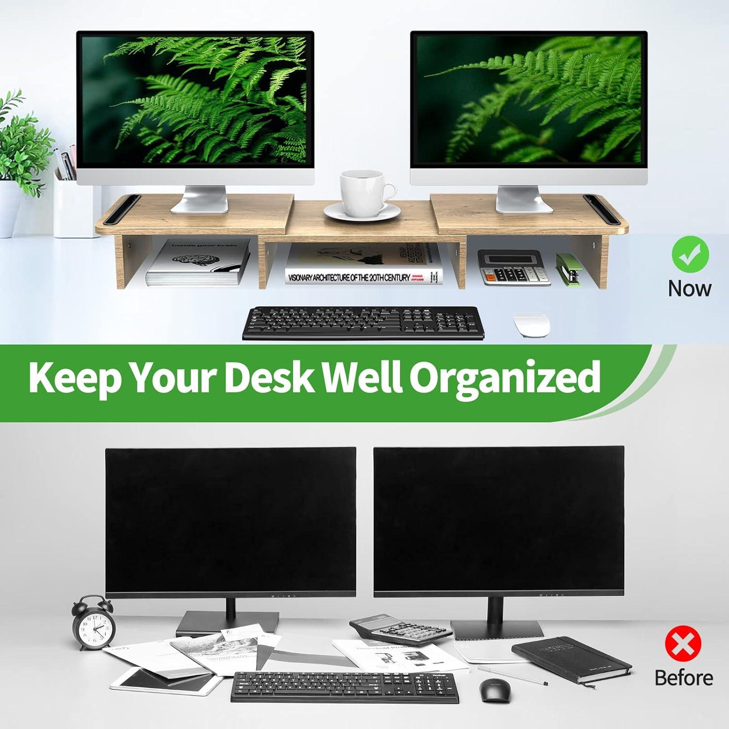 Soporte Doble Monitor Zimilar de Madera Ajustable 3.36kg