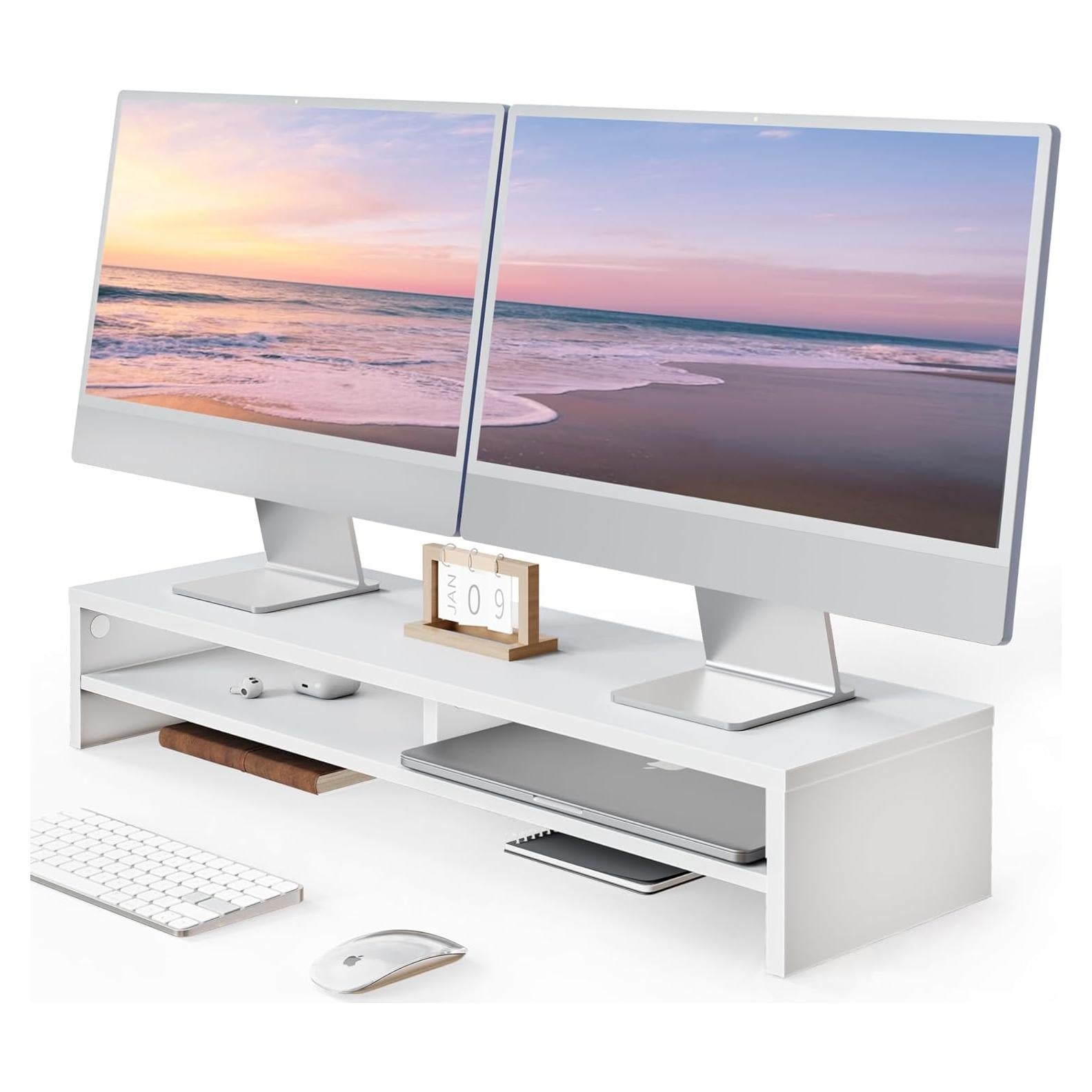 Soporte para Monitor Fenge 2 Niveles Organizador Escritorio Blanco