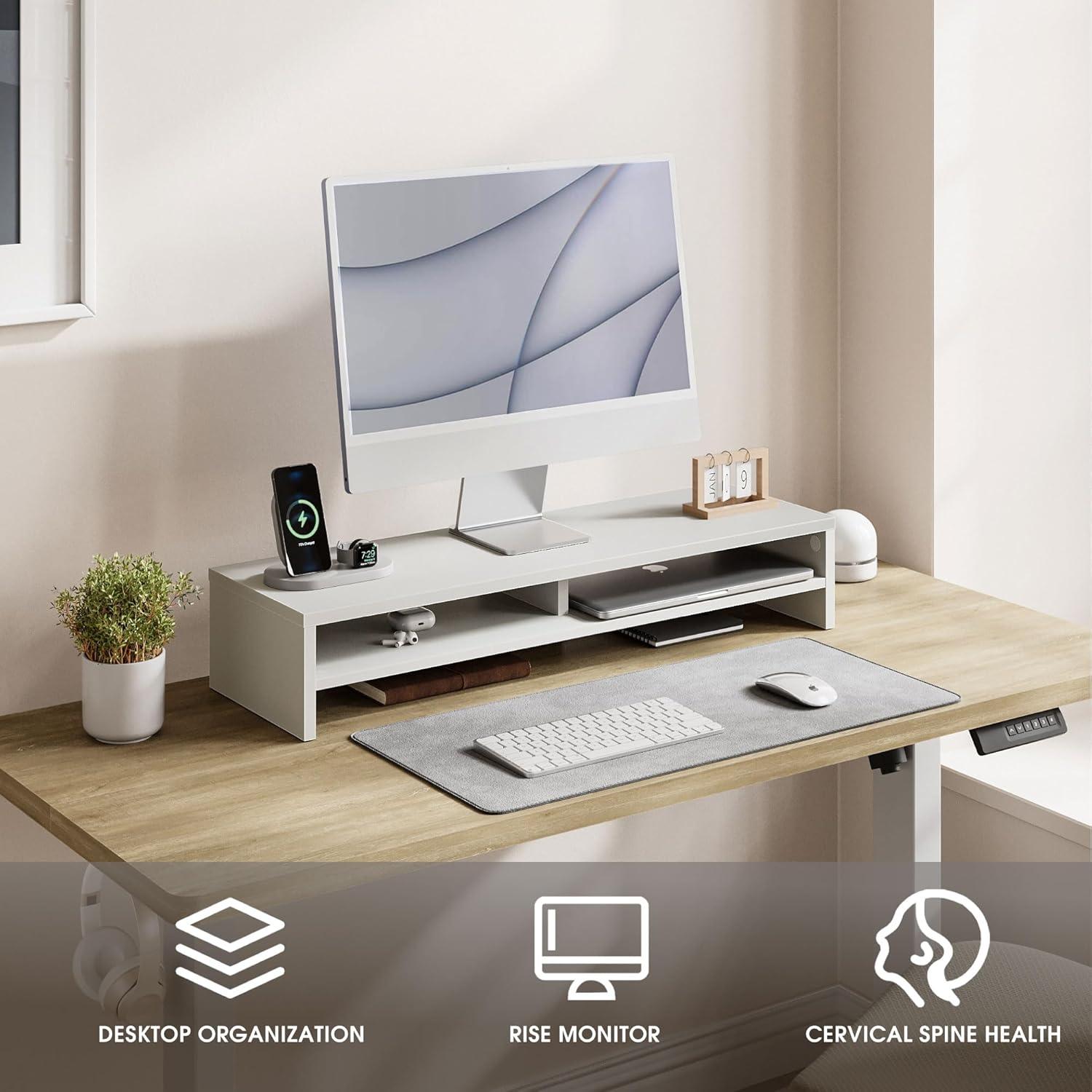 Soporte para Monitor Fenge 2 Niveles Organizador Escritorio Blanco