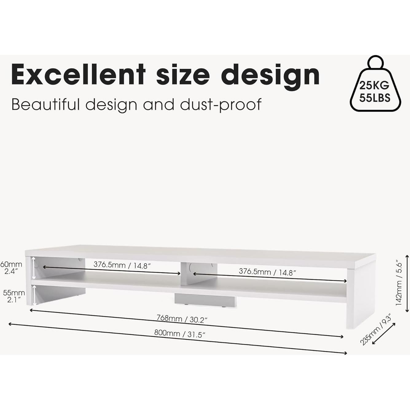 Soporte para Monitor Fenge 2 Niveles Organizador Escritorio Blanco