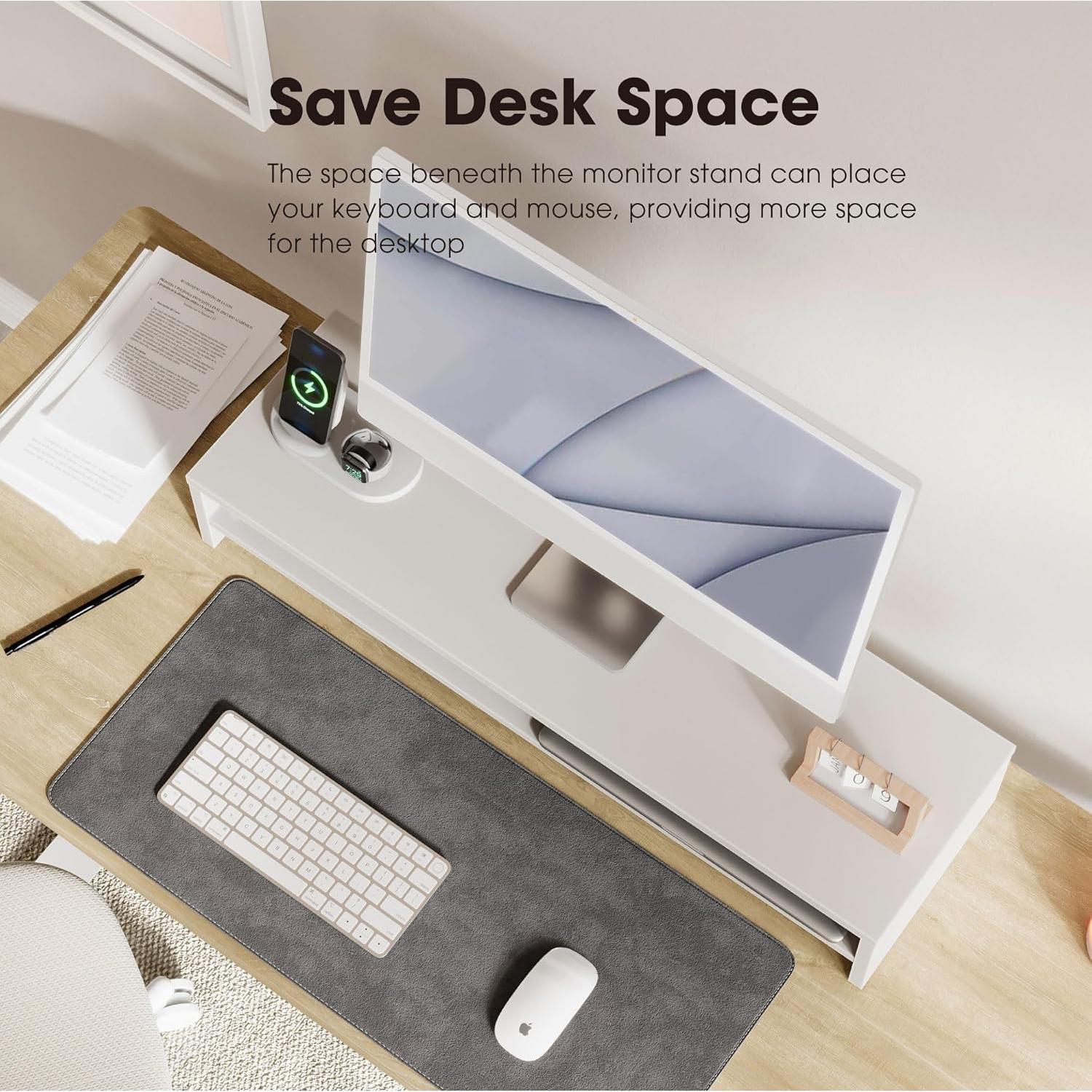 Soporte para Monitor Fenge 2 Niveles Organizador Escritorio Blanco