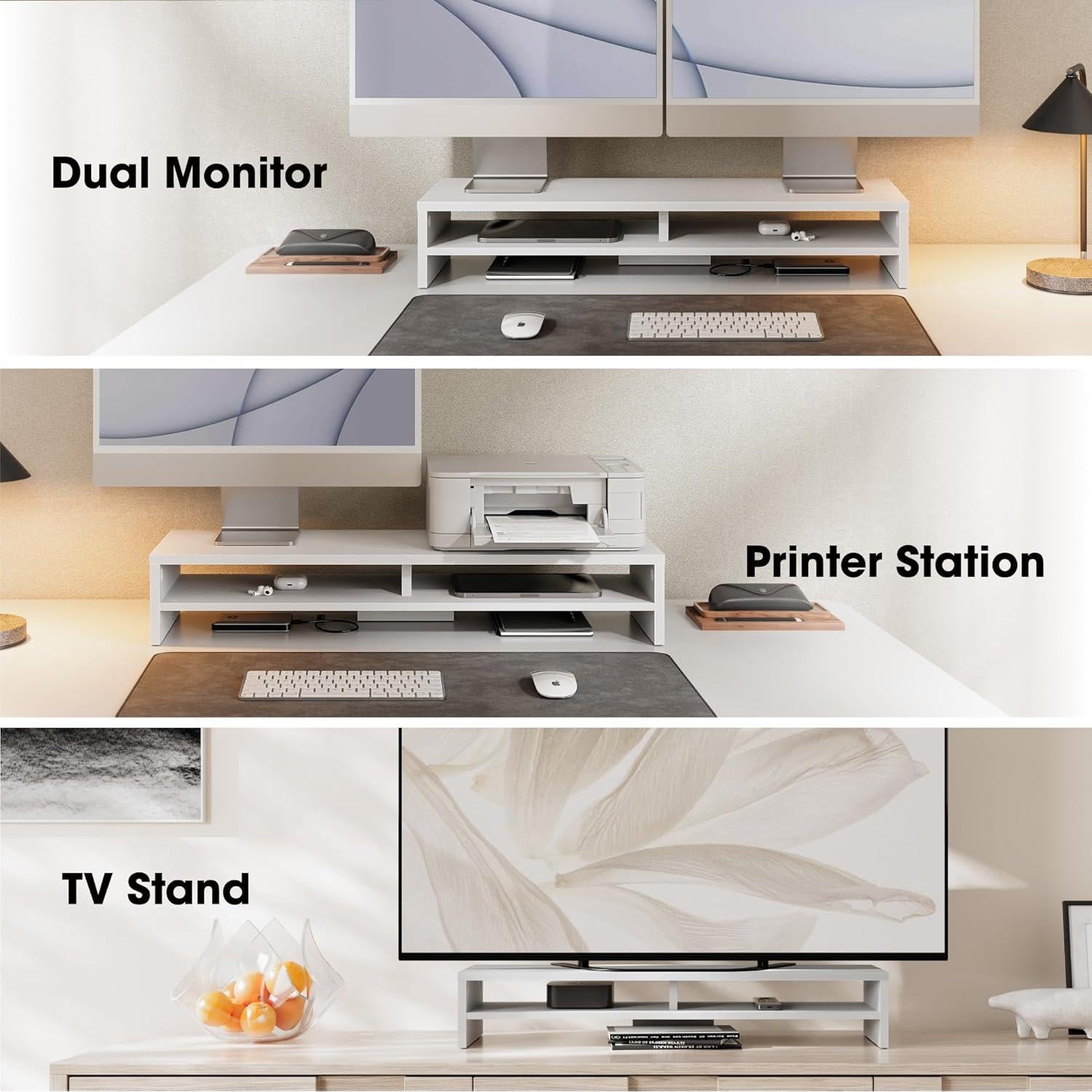 Soporte para Monitor Fenge 2 Niveles Organizador Escritorio Blanco