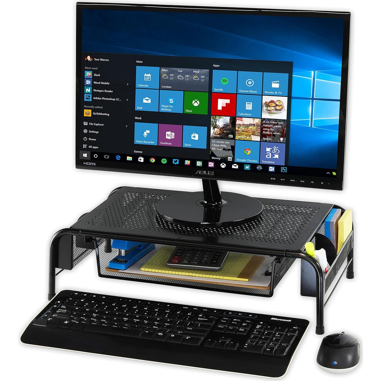 Soporte de Monitor Metal Simple Houseware con Cajón Organizador