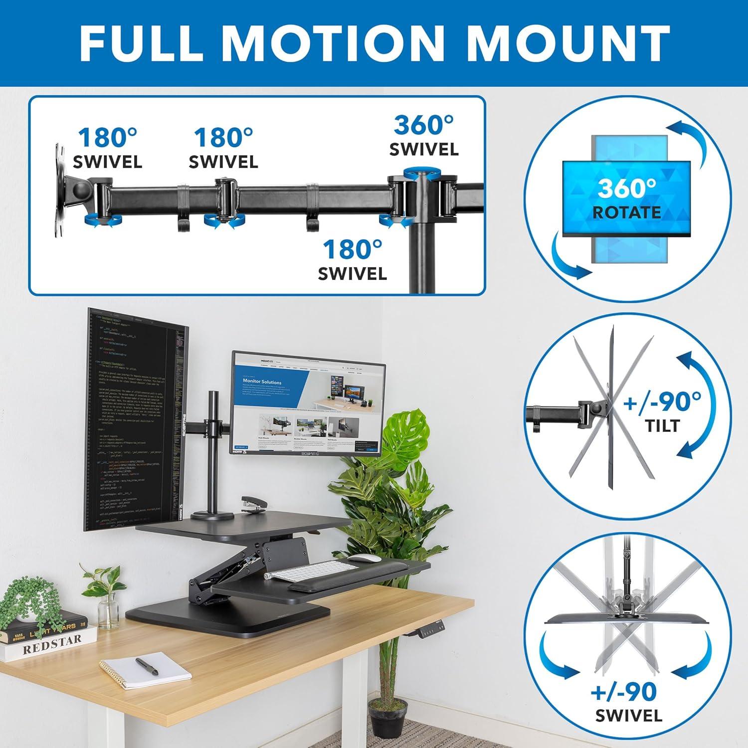 Elevador de Escritorio de Pie Mount-It! Ajustable Doble Monitor