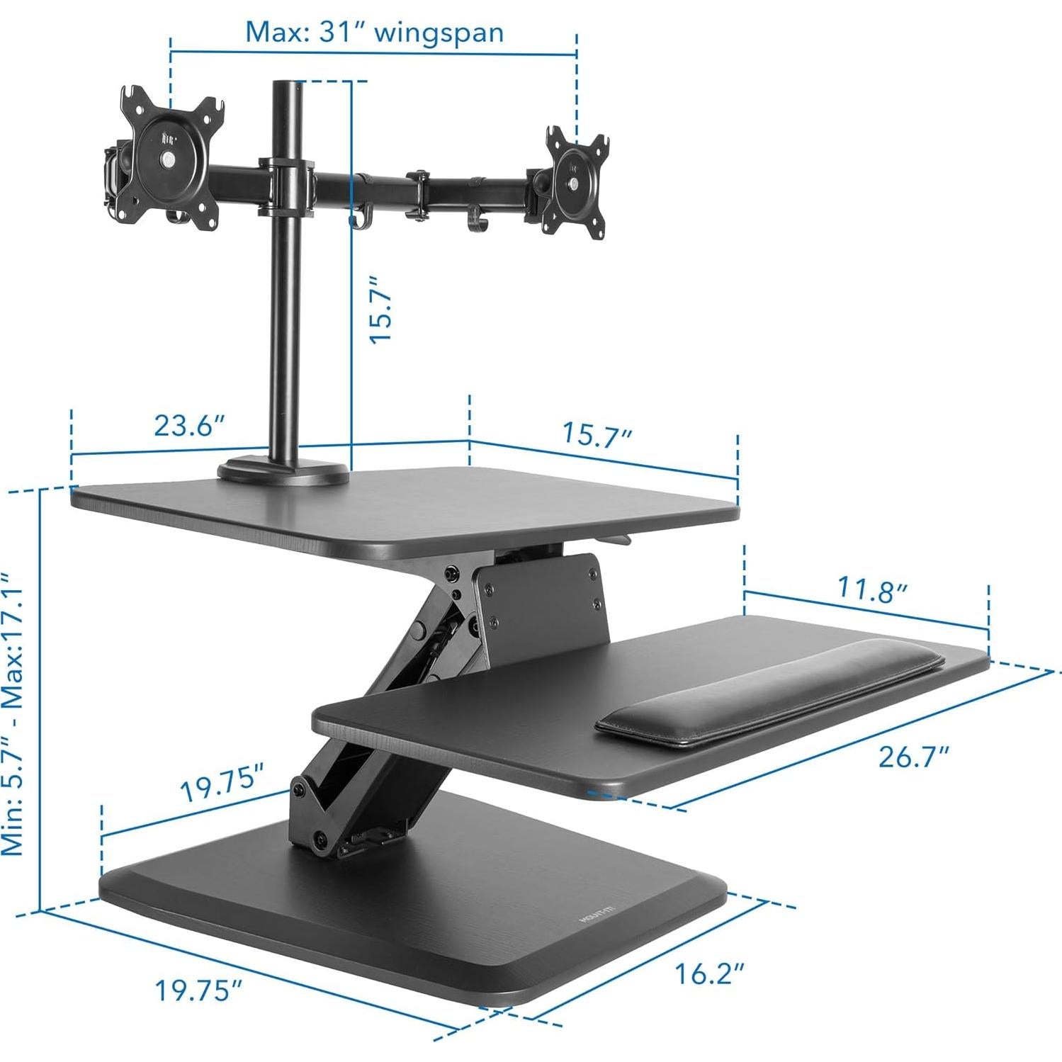 Elevador de Escritorio de Pie Mount-It! Ajustable Doble Monitor
