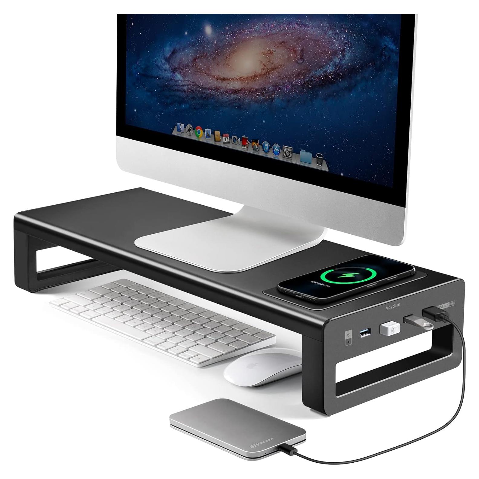 Soporte de Monitor Vaydeer con Carga Inalámbrica y USB 3.0